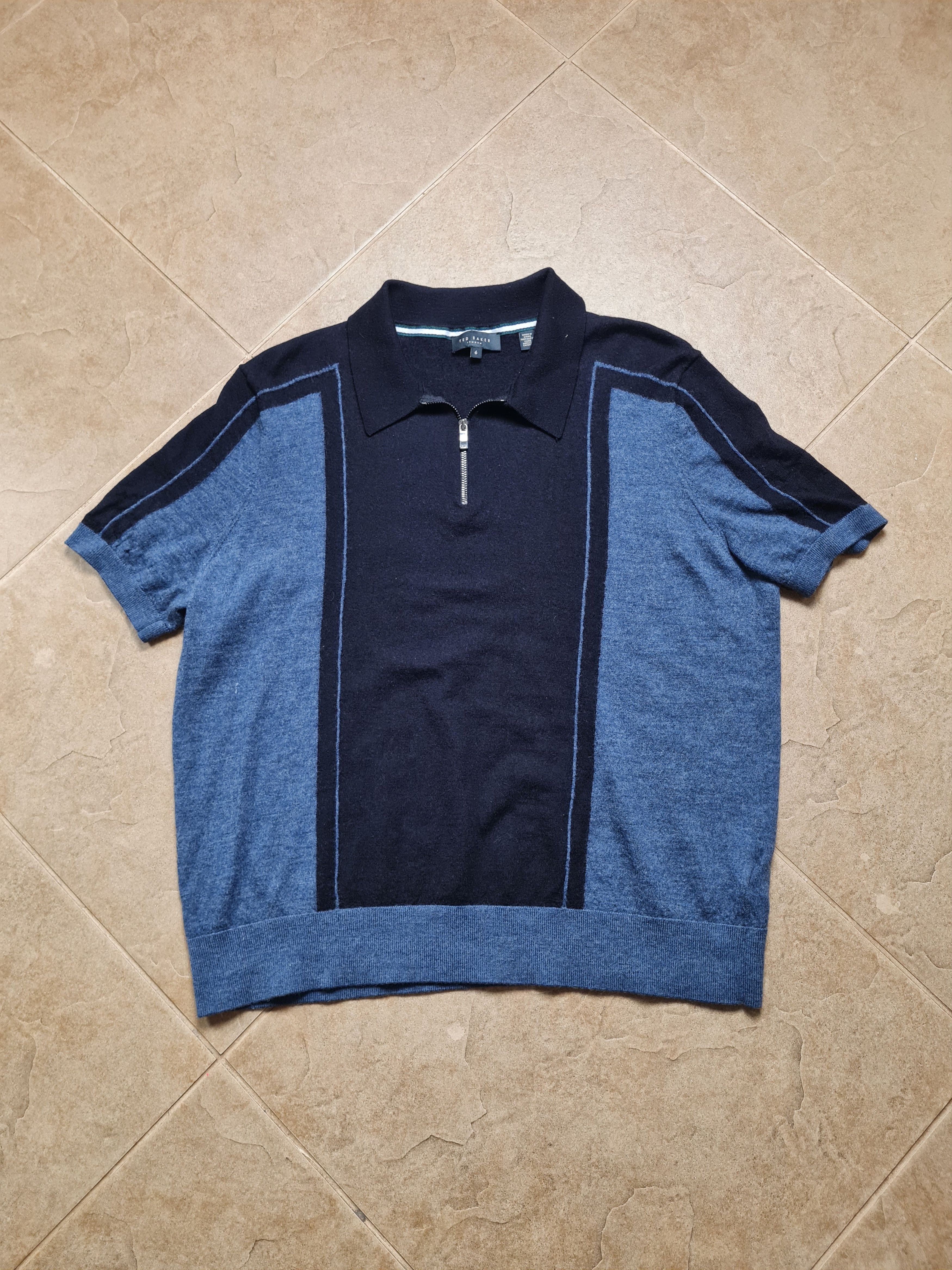 Ted Baker Shirt Ted Baker Zip Neck Merino Polo T-Shirt - Navy Size 6 Size US L / EU 52-54 / 3 - 4 Thumbnail