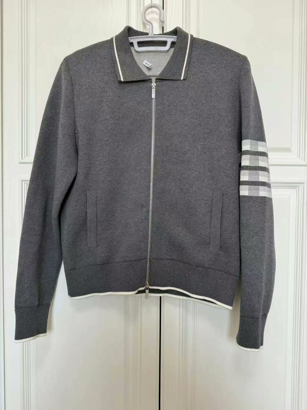 Thom Browne thom browne gray zip-up knitted cardigan Size US L / EU 52-54 / 3 - 1 Thumbnail