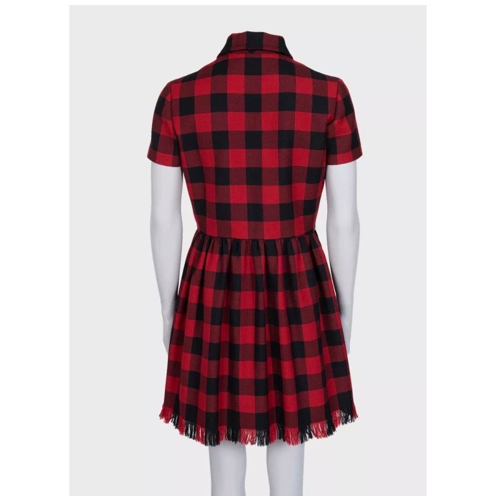Christian Dior Monsieur Christian Dior Red Plaid Wool Dress - Size IT44 Size L / US 10 / IT 46 - 3 Thumbnail