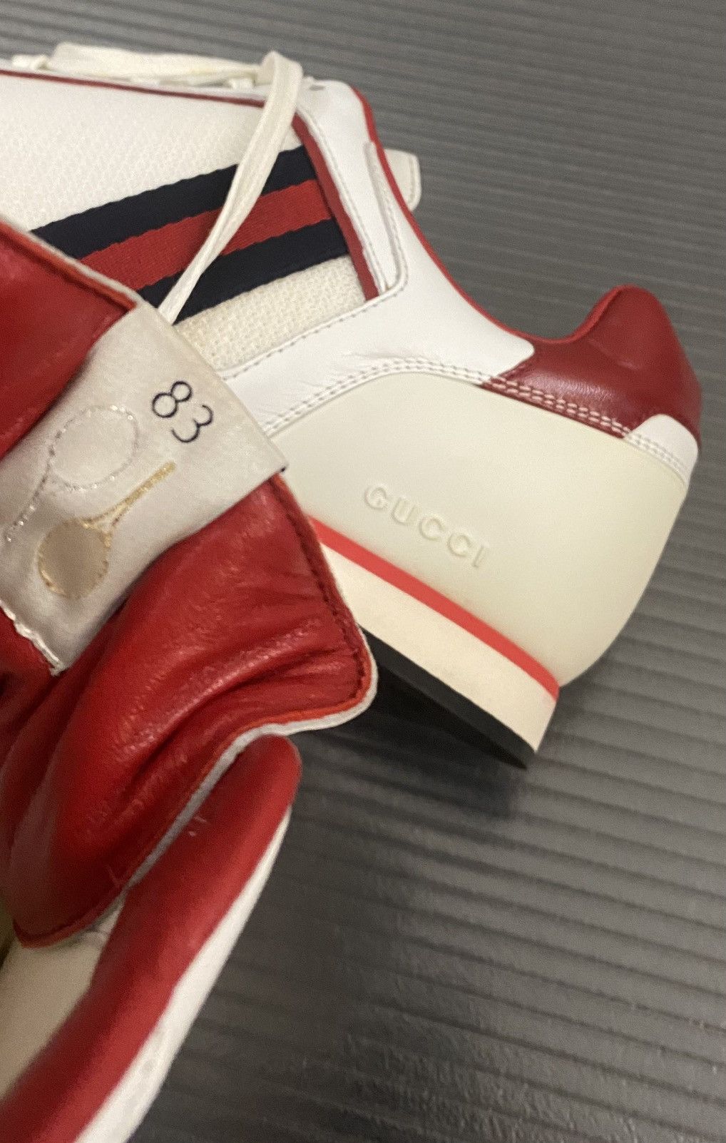 Gucci Gucci 🇮🇹 Great White/Red Tennis 83 Sneakers 10.5 NEW Size US 10.5 / EU 43-44 - 5 Thumbnail