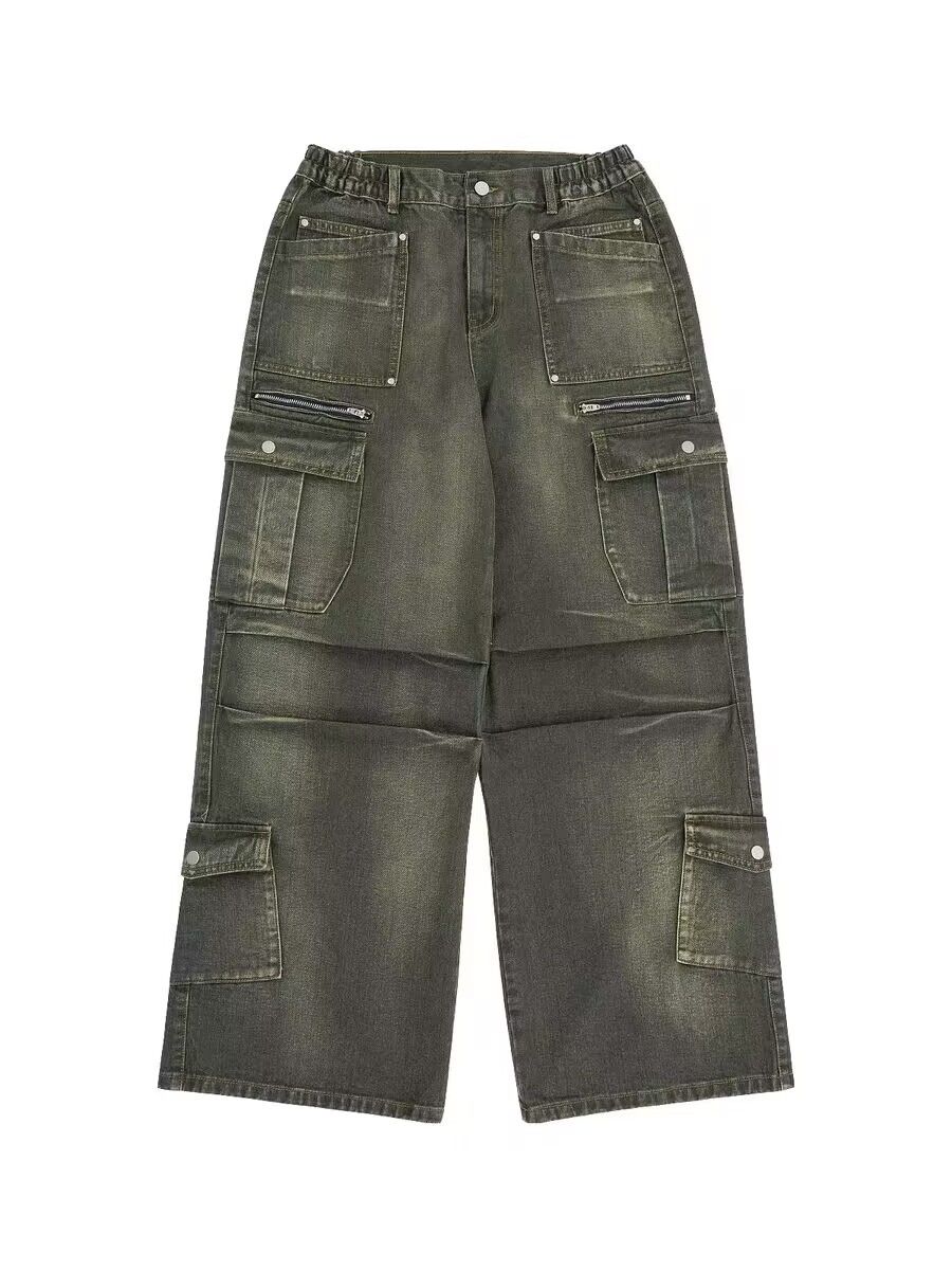 Japanese Brand × Jean Retro washed distressed rare pocket cargo wide leg jeans Size US 34 / EU 50 - 5 Thumbnail