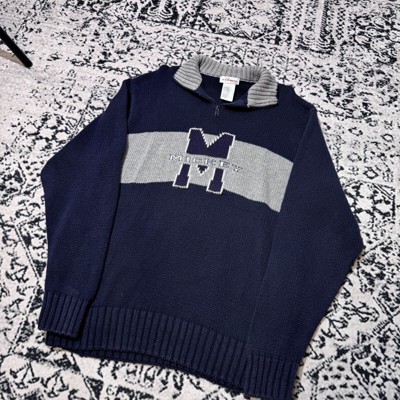 Disney × Vintage Vintage Disney Navy Cotton Halfzip Sweater Size L Y2K 90s Size US L / EU 52-54 / 3 - 6 Thumbnail