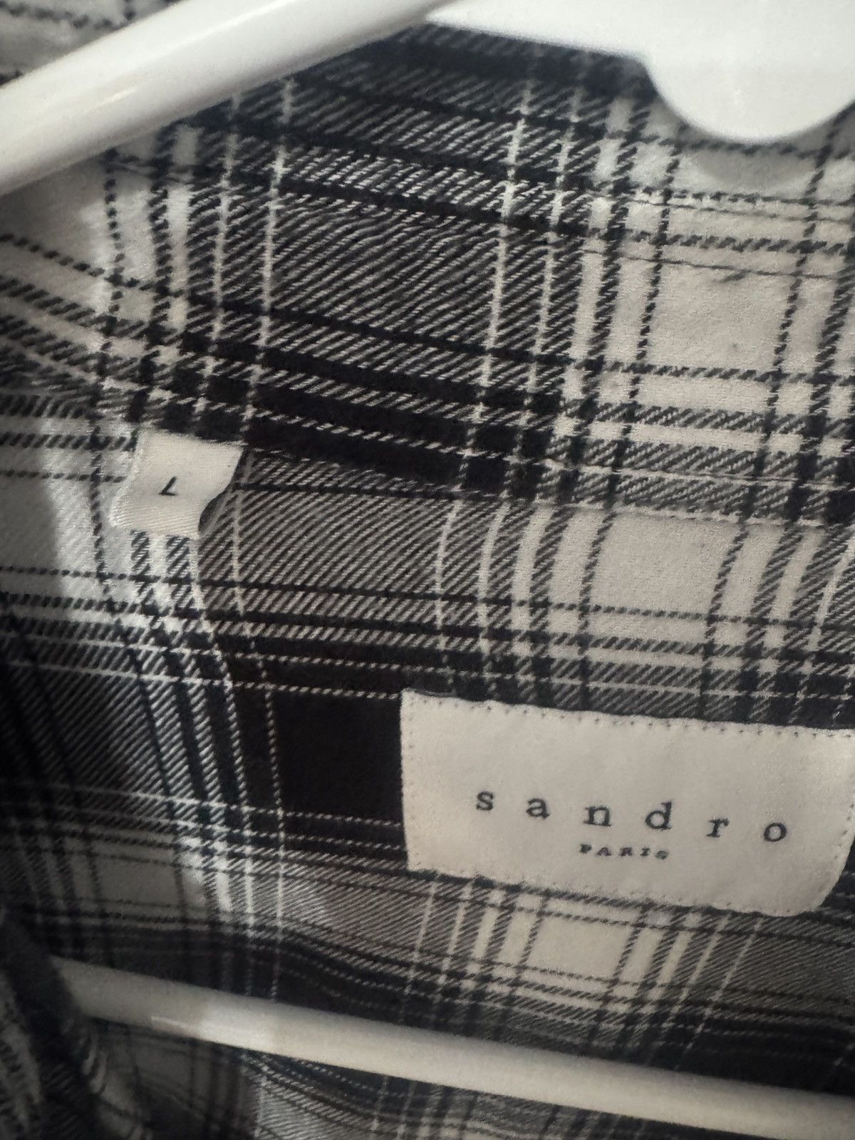 Sandro Sandro Paris Black/White Plaid Shirt Size US L / EU 52-54 / 3 - 5 Thumbnail