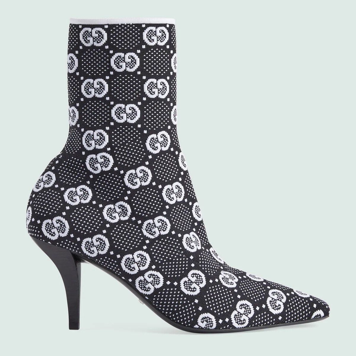 Gucci o1s1wg110425 Women's GG knit Ankle Boots in Black & White Size US 6 / IT 36 - 1 Thumbnail