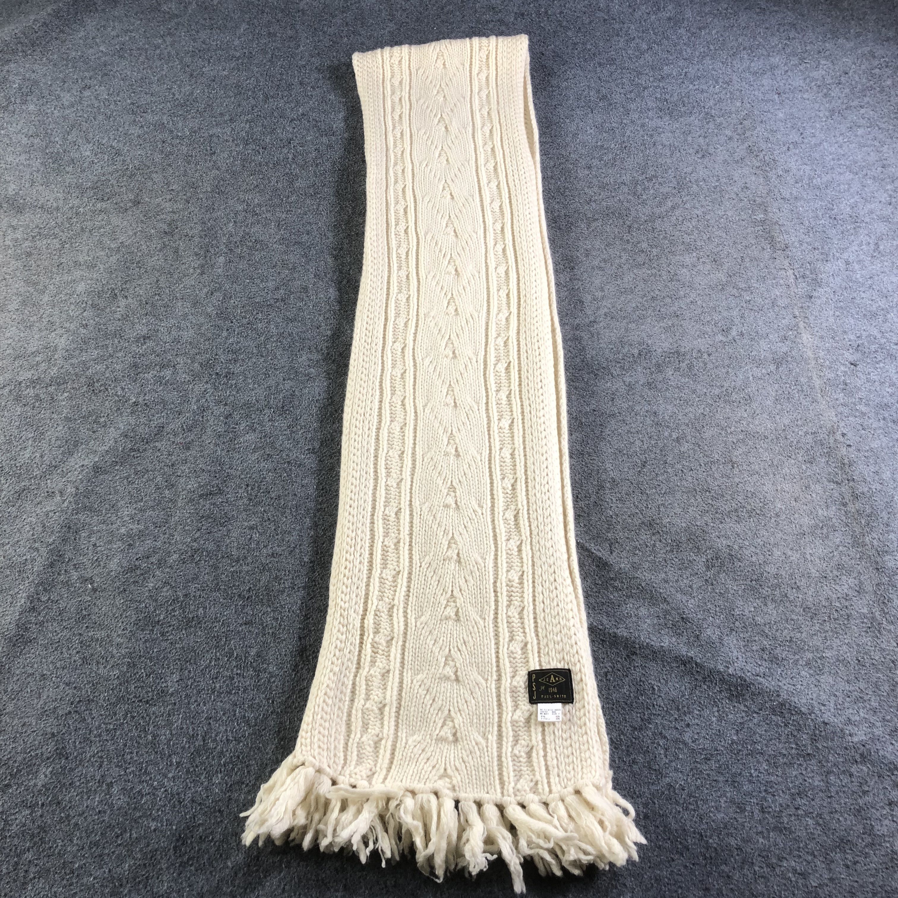 Paul Smith Paul Smith Cable Knit Wool Scarf Muffler V1829 Size ONE SIZE - 2 Thumbnail