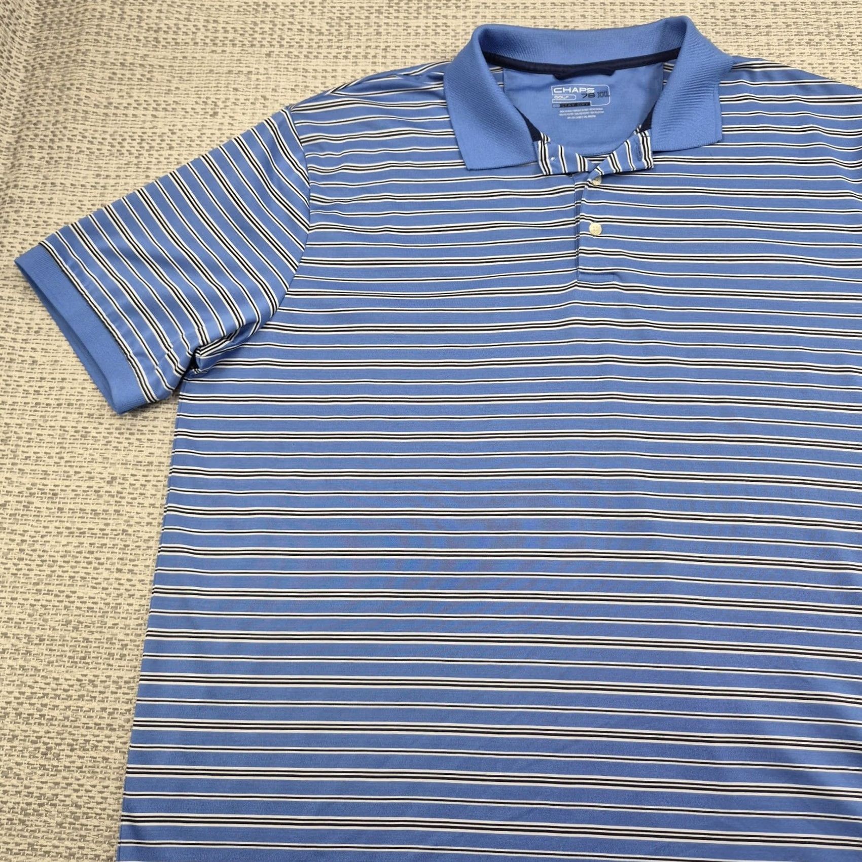Chaps Chaps Golf Polo Shirt Mens 2XL Blue Stripe Stay-Dry Performance Moisture Wicking Shirt Size US XXL / EU 58 / 5 - 3 Thumbnail