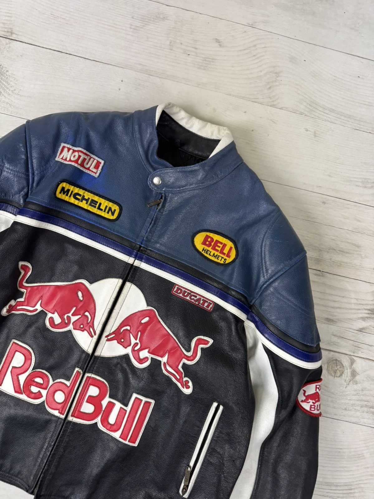 Red Bull Vintage Red Bull Leather Racing Moto Jacket 90s USA Size US XXL / EU 58 / 5 - 2 Thumbnail