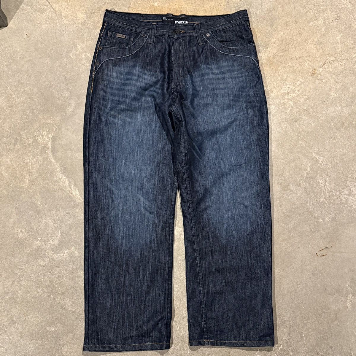 Mecca Vintage 2000s Mecca Faded Embroidered Baggy Jeans Y2K Grunge Size US 41 - 4 Thumbnail