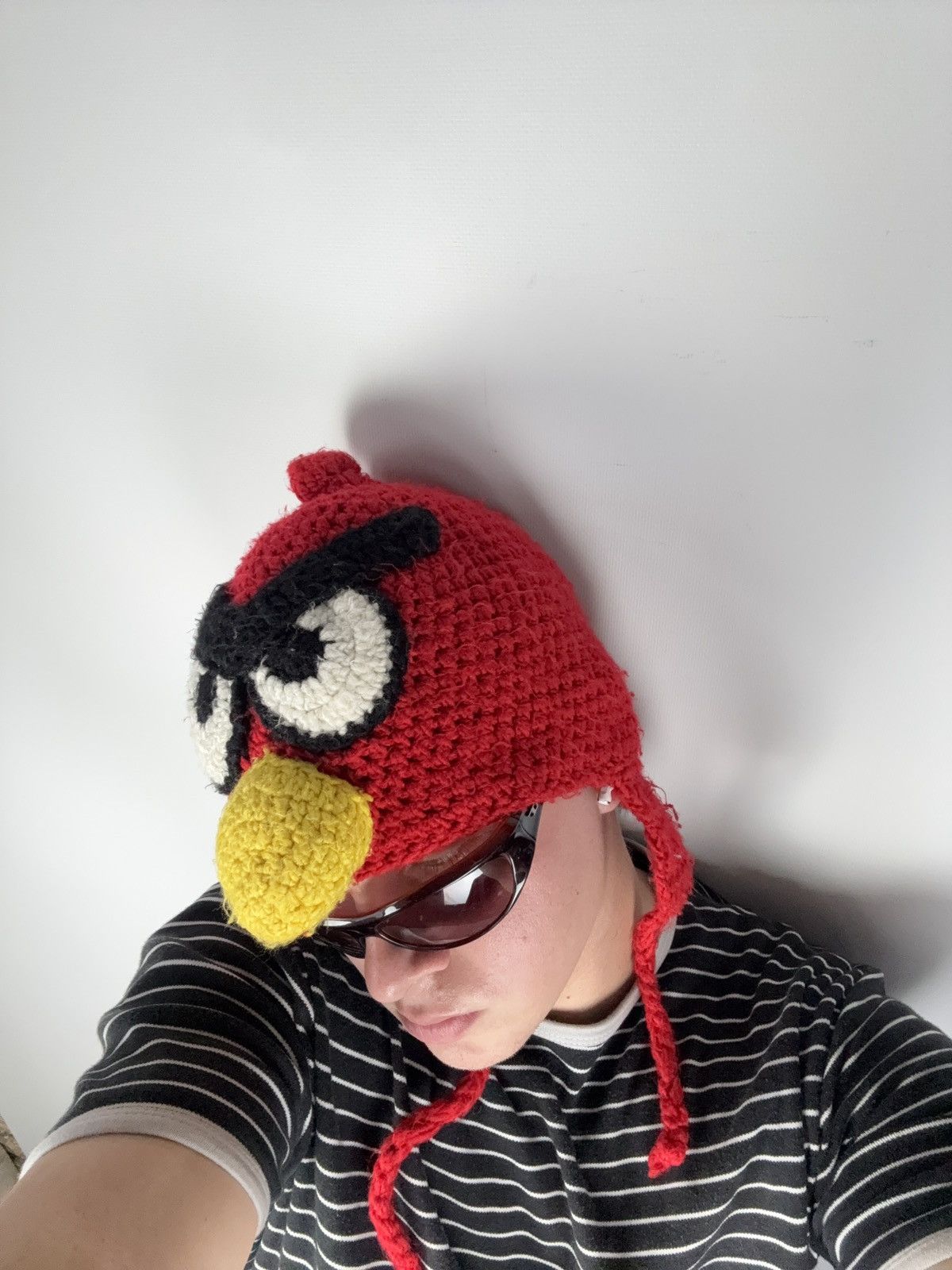 Japanese Brand Y2K 00s Retro Angry Birds Red Knit Handmade Hat Vintage Size ONE SIZE - 4 Thumbnail