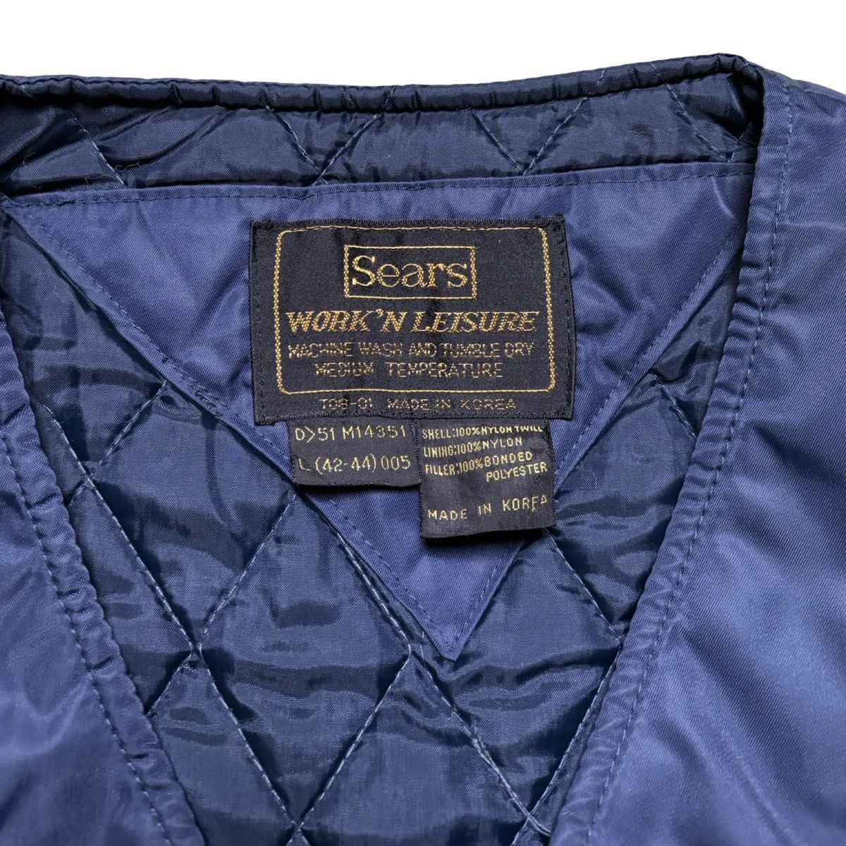 Sears Vintage Sears Work'N Leisure Navy Nylon Poly Vest Men's L Size US L / EU 52-54 / 3 - 3 Thumbnail