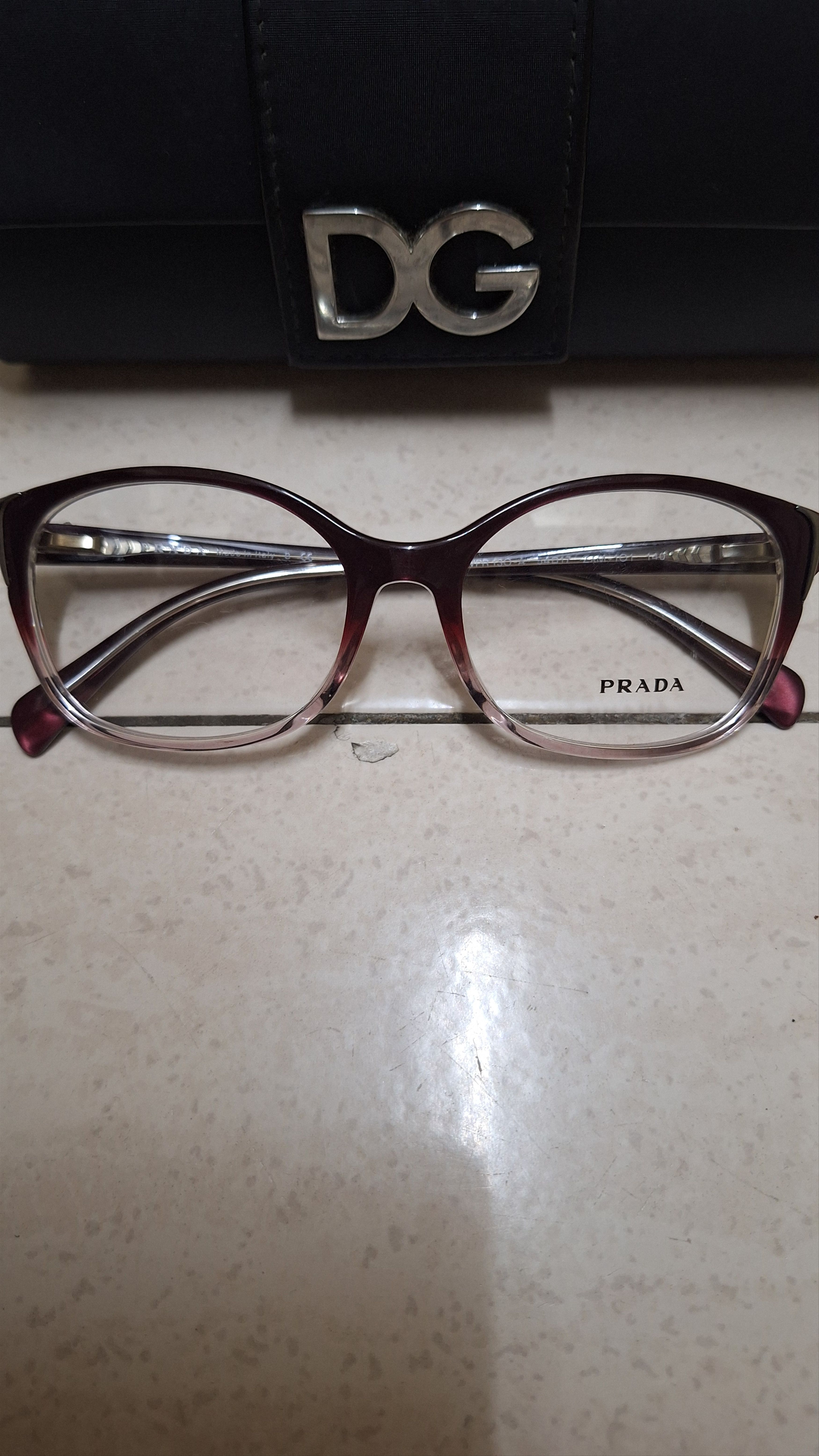 Prada Prada VPR13O ZXM-1O1 Female Cat Eye Glasses Frames Wine 52mm Size ONE SIZE - 2 Thumbnail