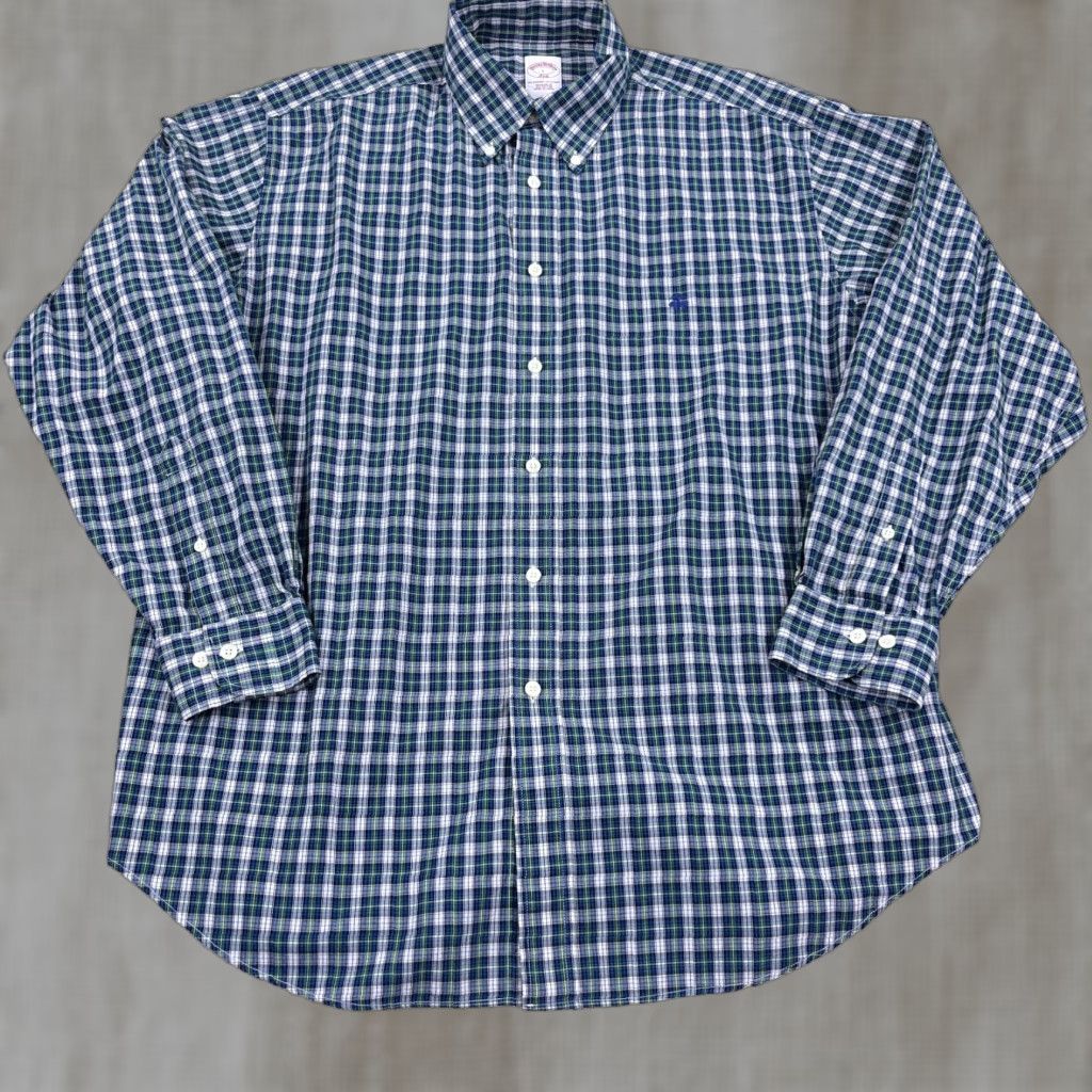 Brooks Brothers Brooks Brothers Button-Up Shirt Men Large Blue Green Plaid Pocket Logo 346 Button-Front 346 Brooks Brothers 346 Colorful Preppy Modern Casual Business Size US L / EU 52-54 / 3 - 1 Thumbnail