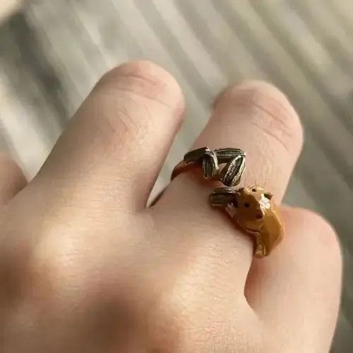 Jewelry Chipmunk Eat Seed Adjustable Ring Size ONE SIZE - 3 Thumbnail