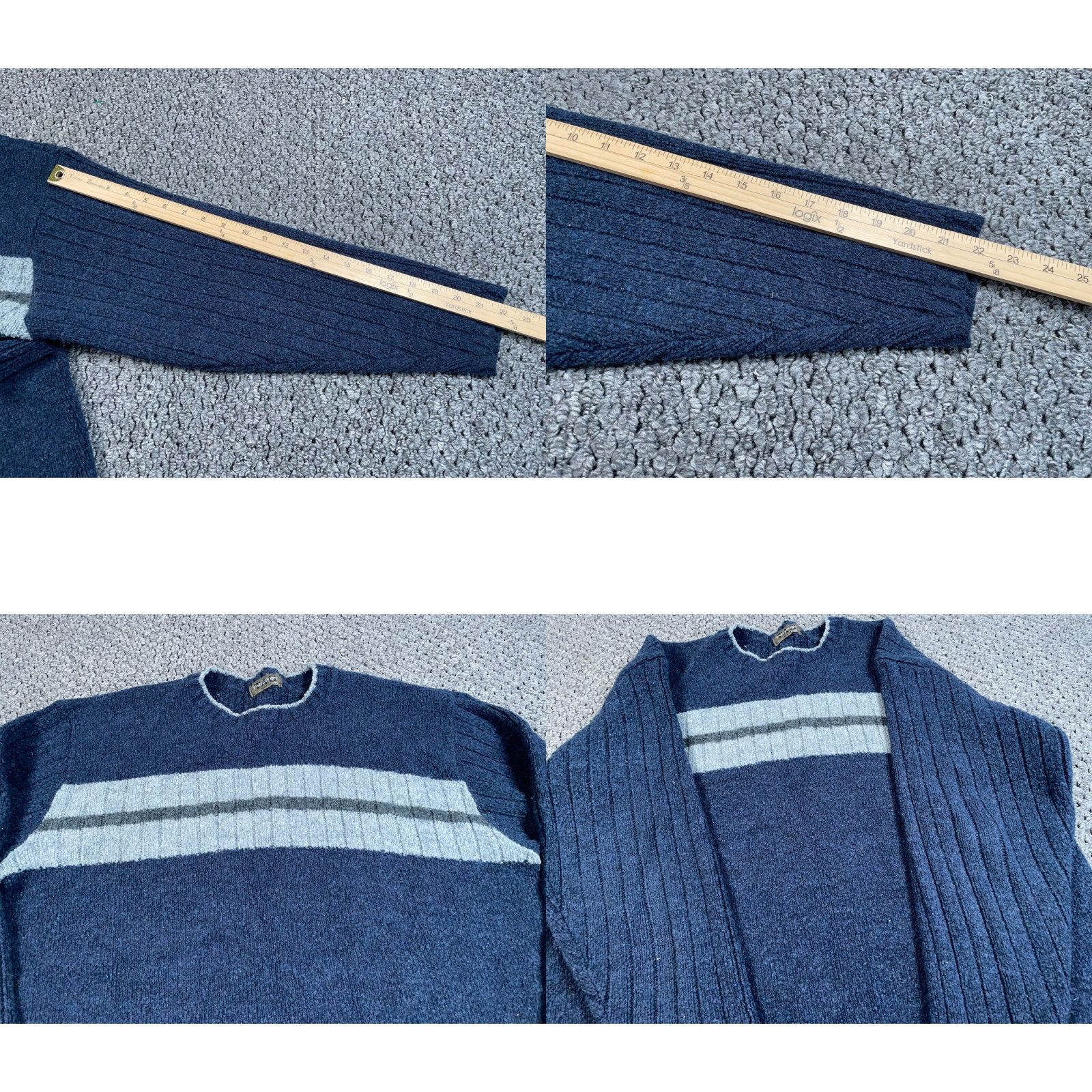 Vintage VTG 90s Preppy Striped Pattern Sweater Adult 2XL Dark Blue Chunky Knit Skater Size US XXL / EU 58 / 5 - 8 Thumbnail