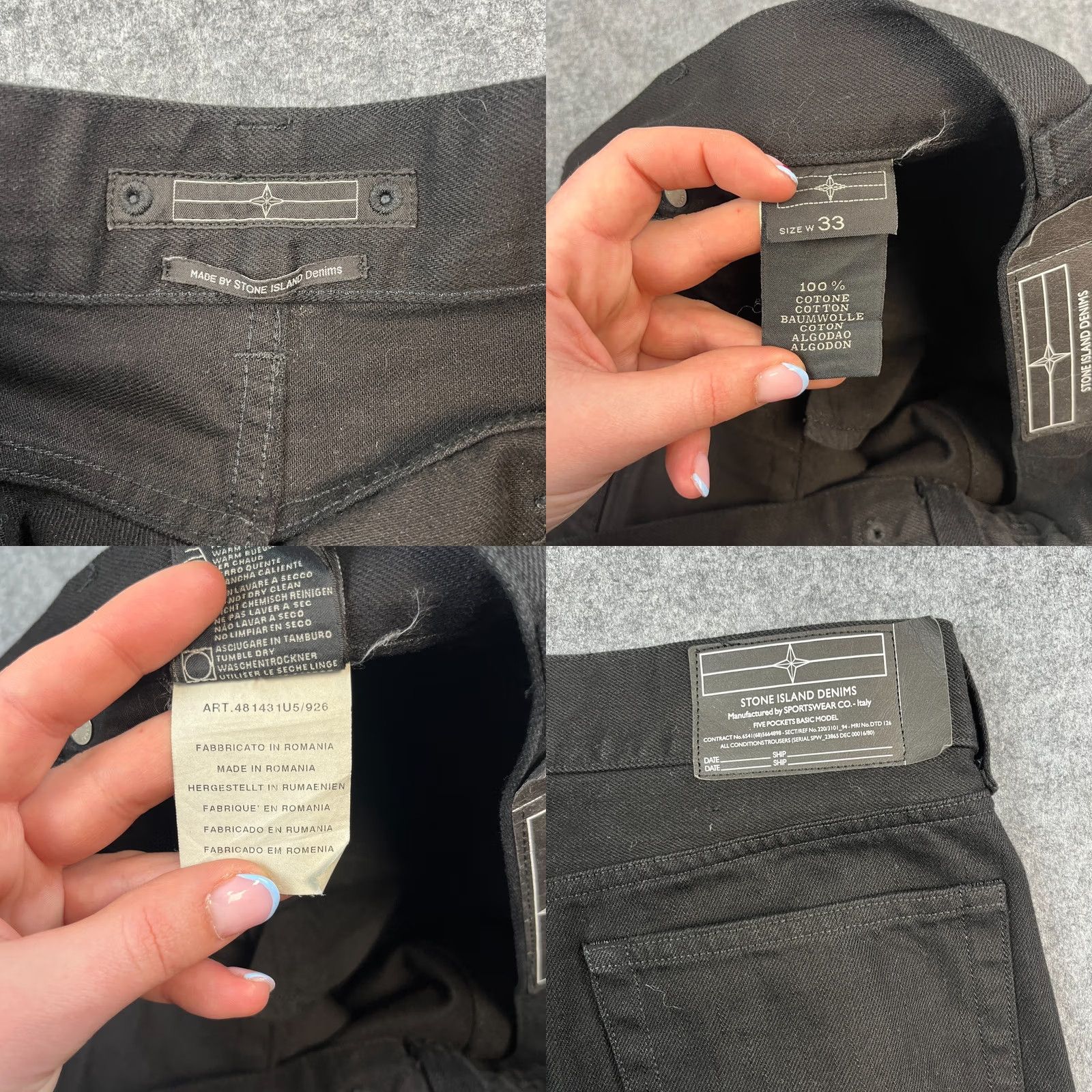 Stone Island Stone Island Jeans Regular Straight 33 30 Black Button Fly Cotton Denim Mens Jeans Size US 33 - 8 Thumbnail