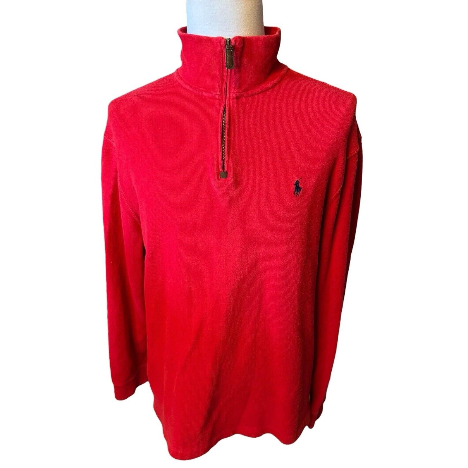 Polo Ralph Lauren Ralph Lauren Polo Red Quarter Zip Pullover Sweater Cotton Size US XL / EU 56 / 4 - 1 Thumbnail