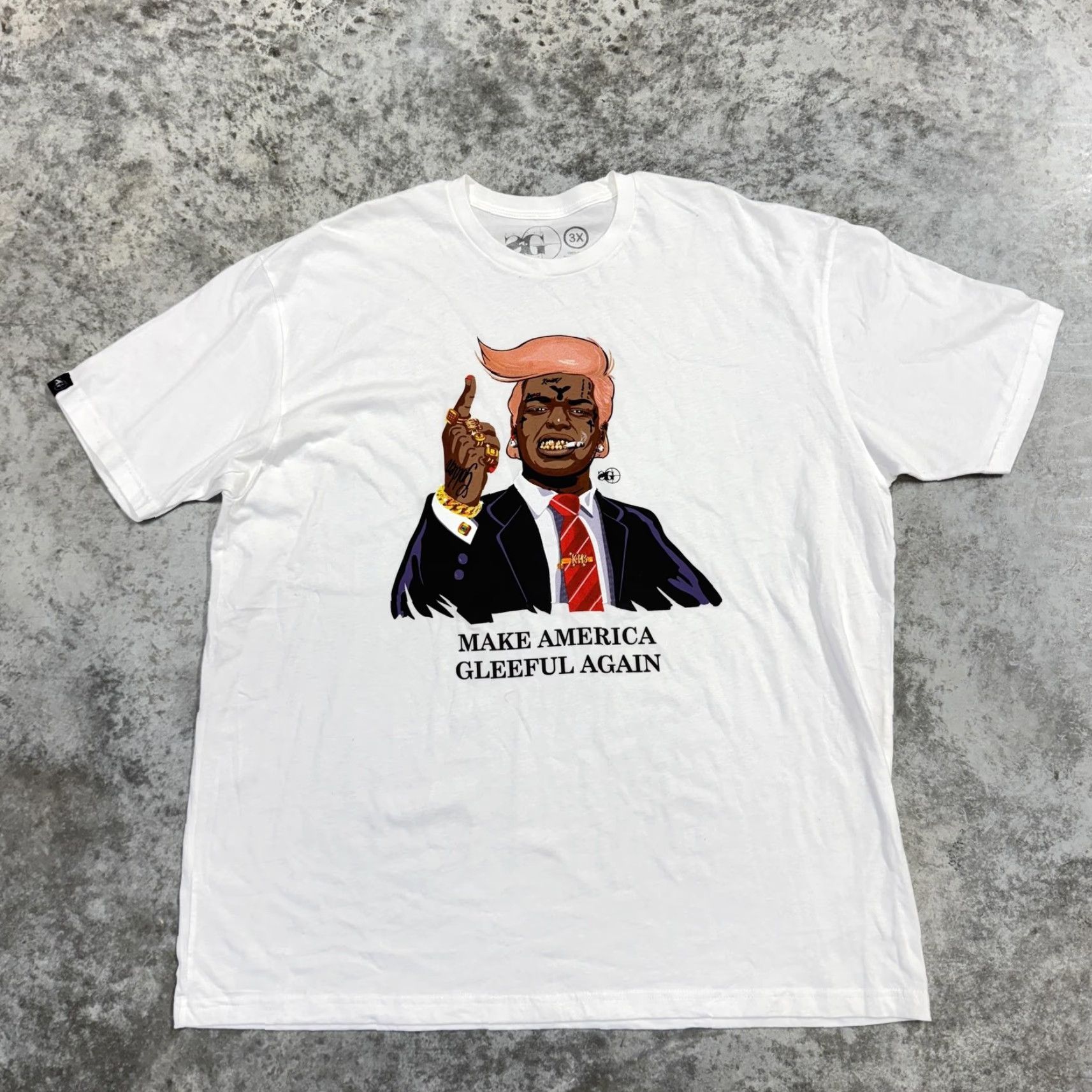 Vintage VINTAGE Sniper Gang Apparel Shirt Mens 3XL White Make America Gleeful Again Graphic Tee Size US XXL / EU 58 / 5 - 2 Thumbnail
