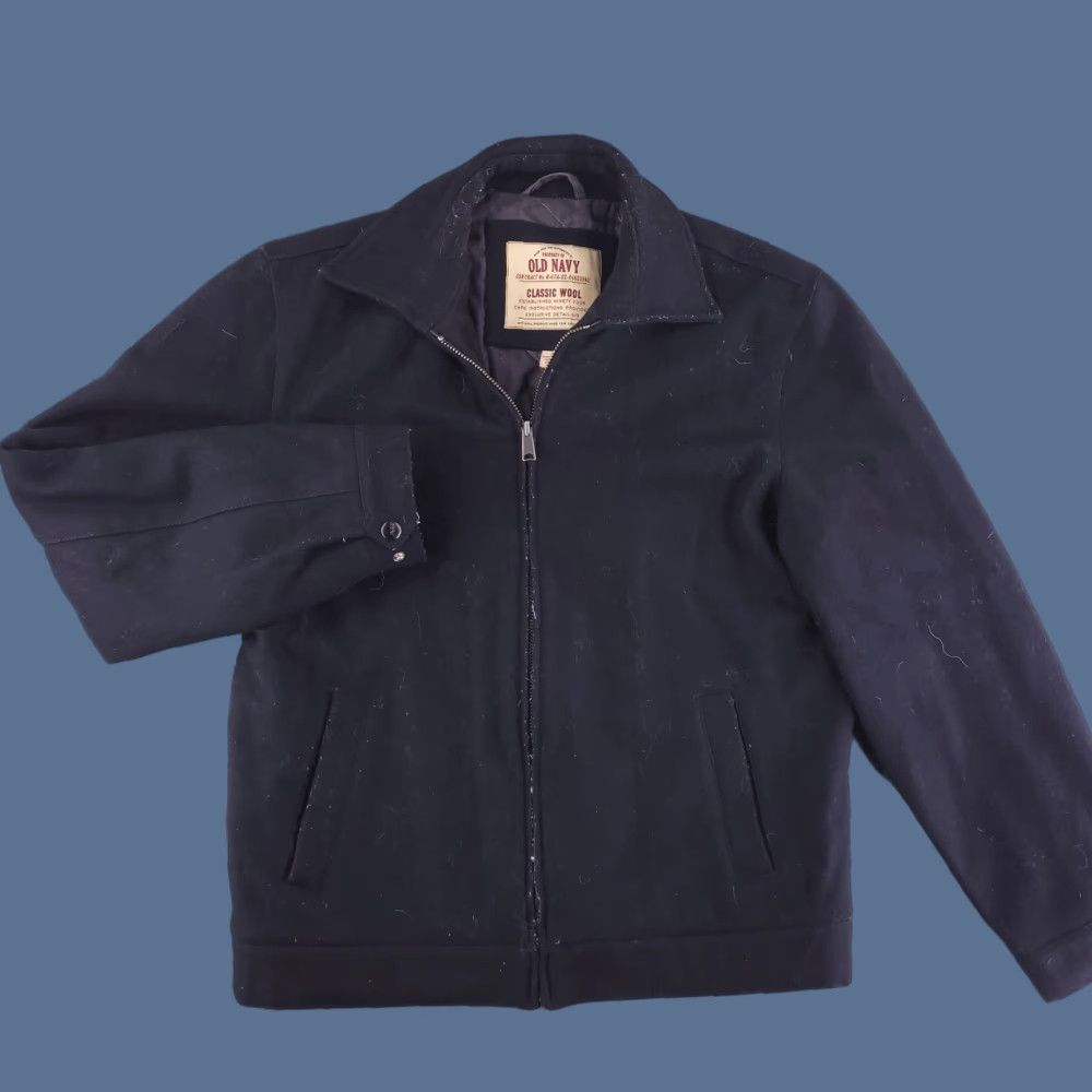 Gap Old Navy Coat Mens Medium Black Wool Zip Quilted Size US M / EU 48-50 / 2 - 1 Thumbnail
