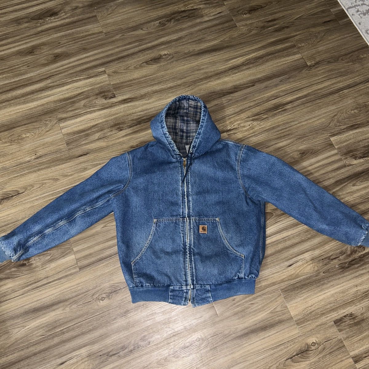 Carhartt Men's J139 DST Jacket Denim Hooded Jean Blanket Size US L / EU 52-54 / 3 - 6 Thumbnail