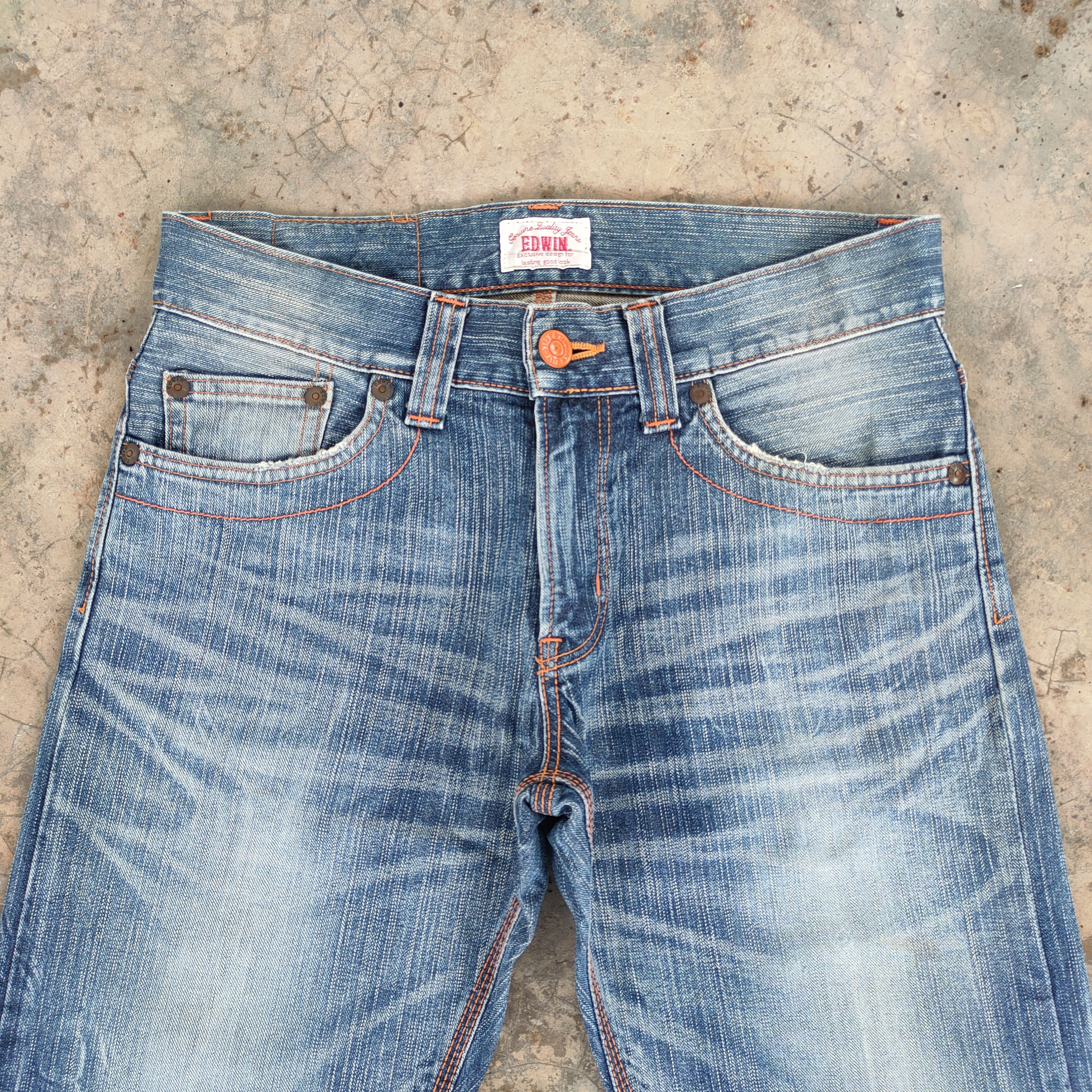 Edwin × Jean × Vintage VINTAGE EDWIN 403 XV FADED RIPPED JEANS DENIM PANTS Size US 33 - 2 Thumbnail