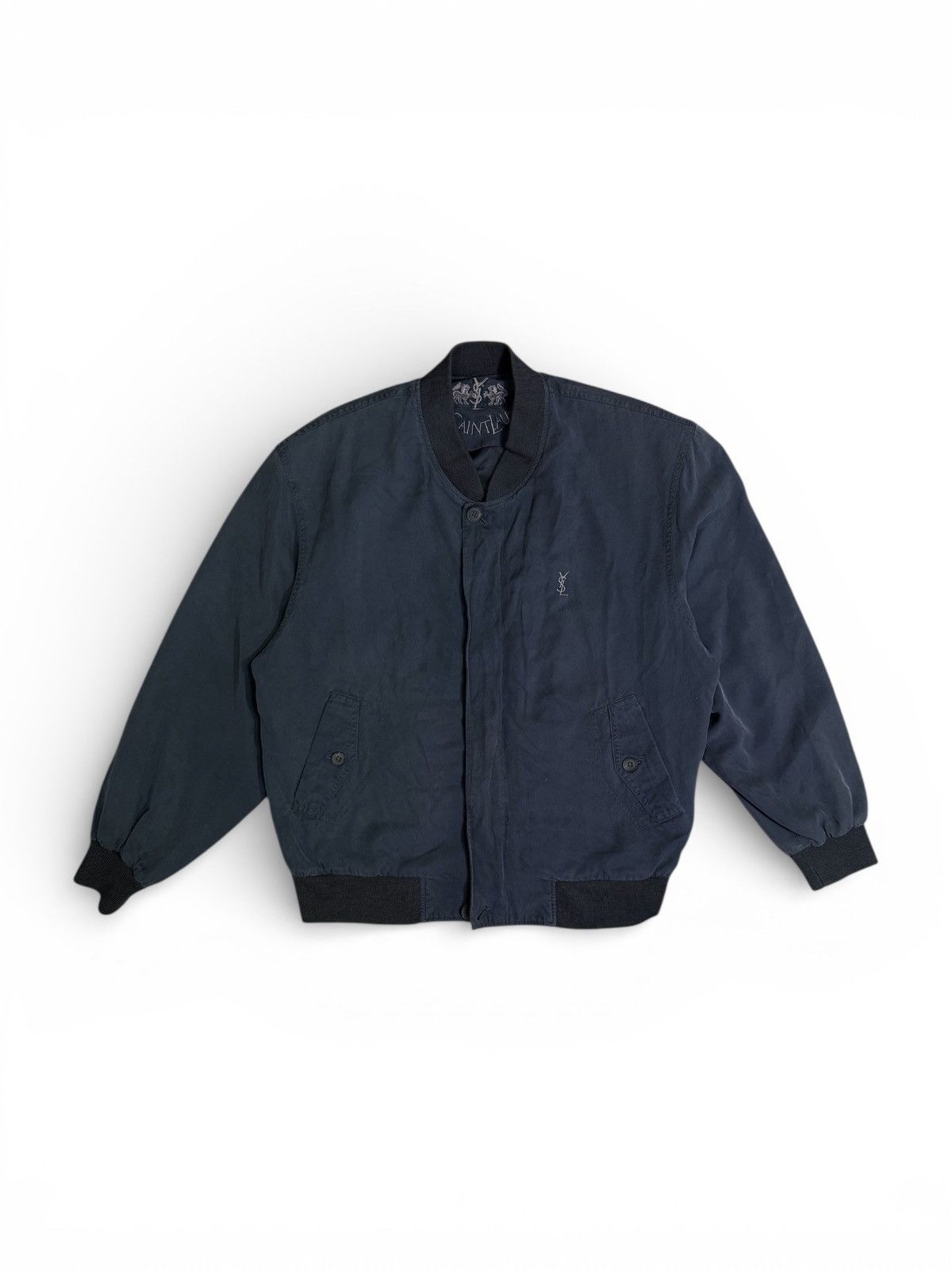 Yves Saint Laurent 👑 Yves Saint Laurent YSL Navy Bomber Jacket Size US L / EU 52-54 / 3 - 1 Thumbnail