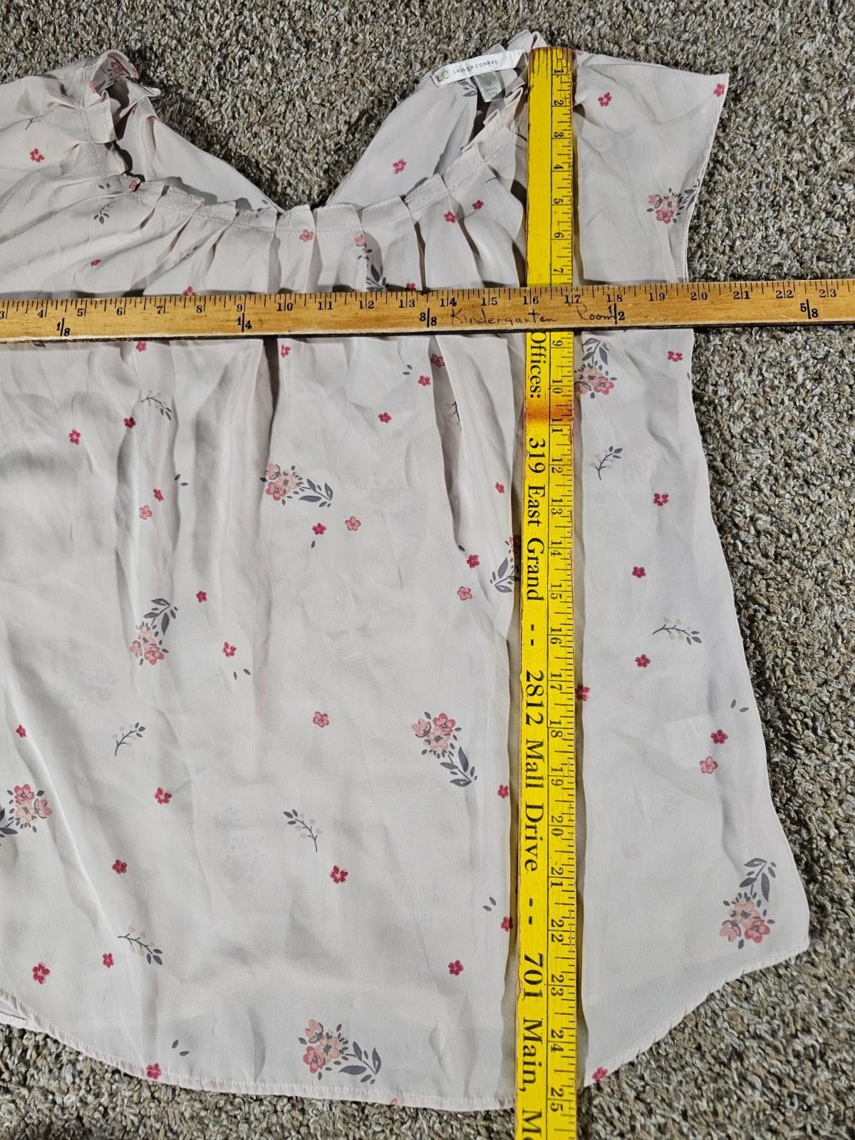 Other LC Lauren Conrad White Blouse Pink Floral Blouse Size M / US 6-8 / IT 42-44 - 4 Thumbnail