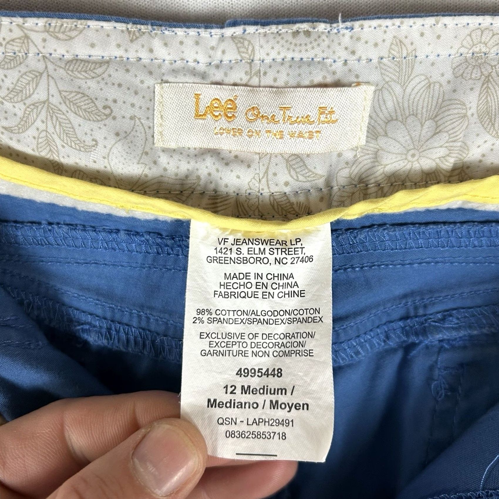 Lee Lee Capri Pants Women's 12 Blue Belted Size 34" / US 12 / IT 48 - 6 Thumbnail