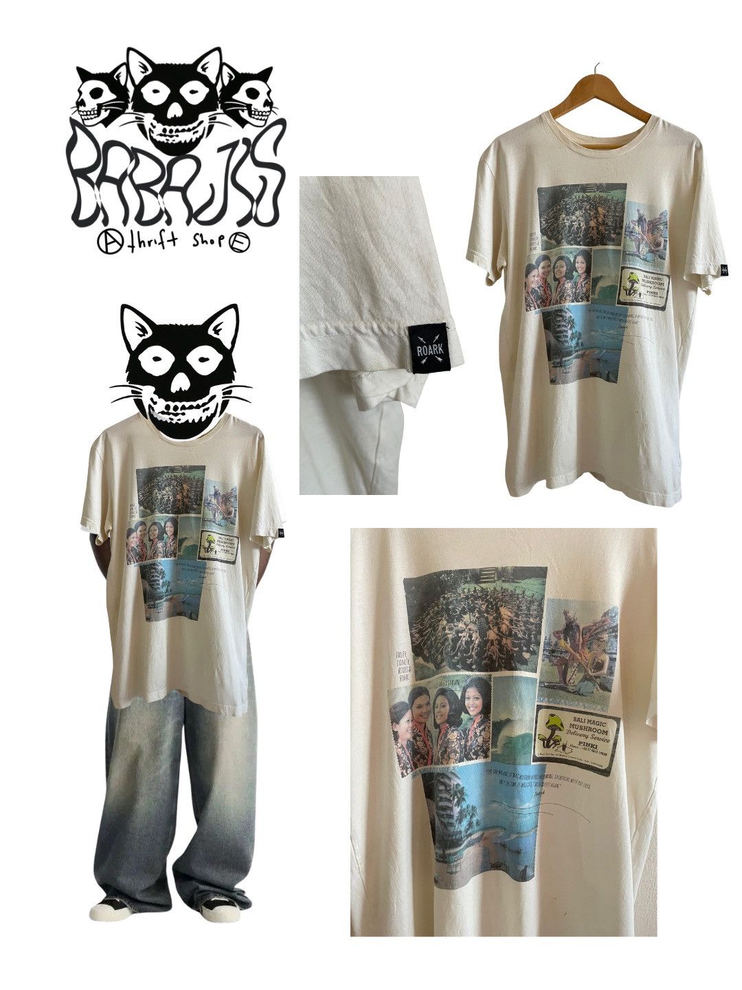 Roark Roark Bali Graphic Tee – Vintage Travel Collage Print Size US XL / EU 56 / 4 - 1 Thumbnail