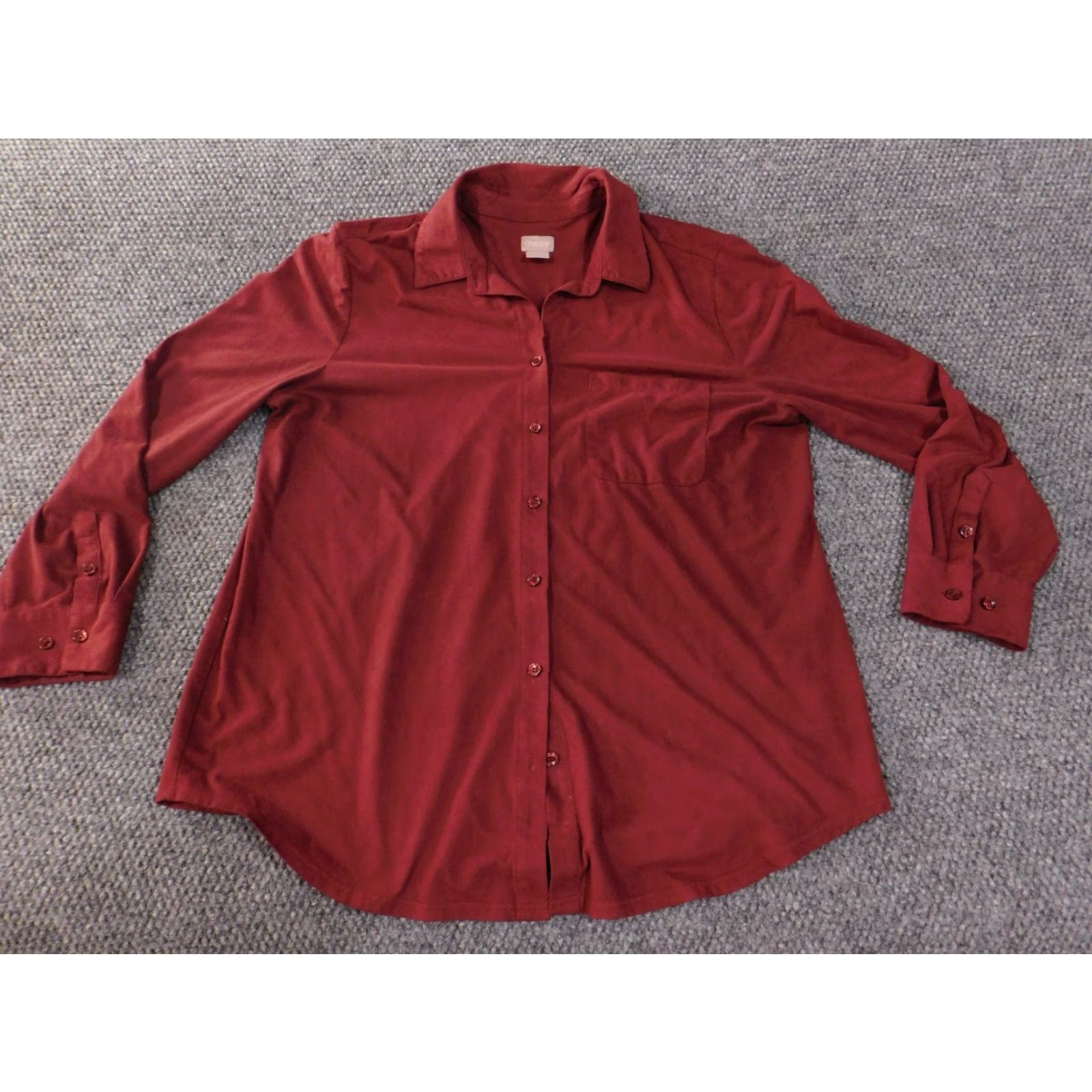 Vintage Chicos Button-Up Shirt Women Red 2 Long Sleeve Round Neck Pockets Cotton woven Casual Basic Vintage No Size XS / US 0-2 / IT 36-38 - 2 Thumbnail