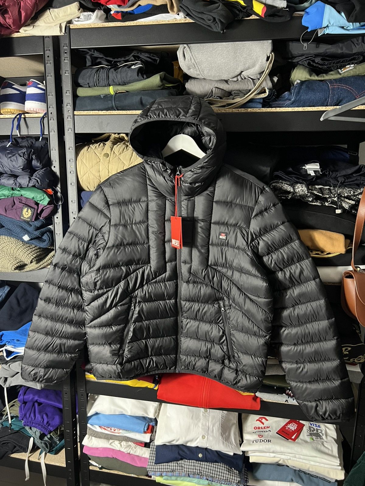 Diesel NWT DIESEL Mens Jacket Black Puffer Quilted Hooded Size XL Size US XL / EU 56 / 4 - 1 Thumbnail