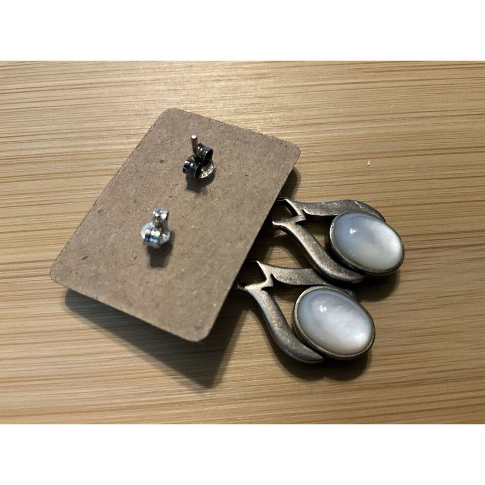 Other Onyx MOP Earrings, Dbl Sided Marasite Post Size ONE SIZE - 5 Thumbnail