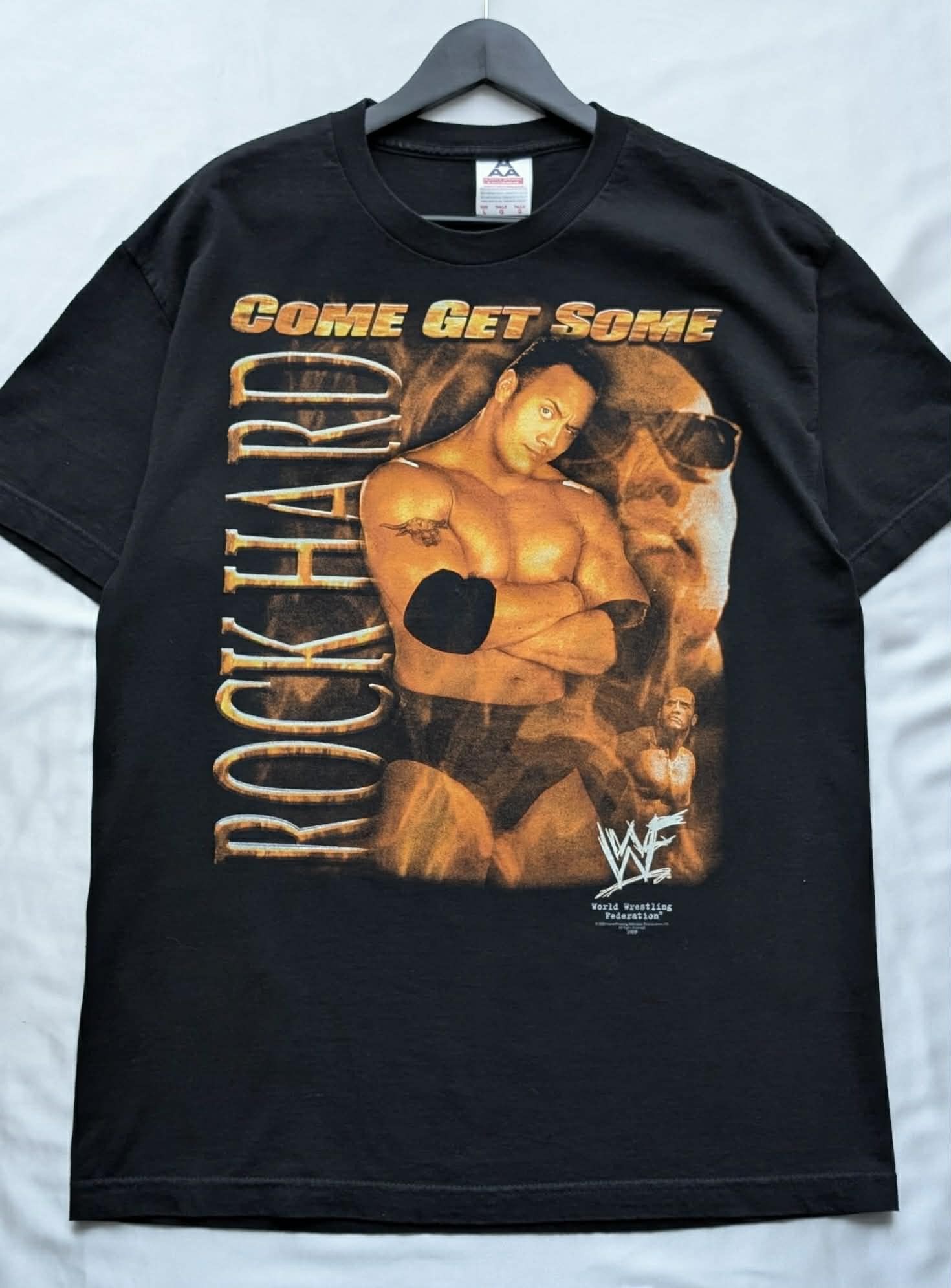 AAA Vintage WWF Wrestling ROCK HARD Dwayne Johnson 2000 t-shirt Size US L / EU 52-54 / 3 - 5 Thumbnail