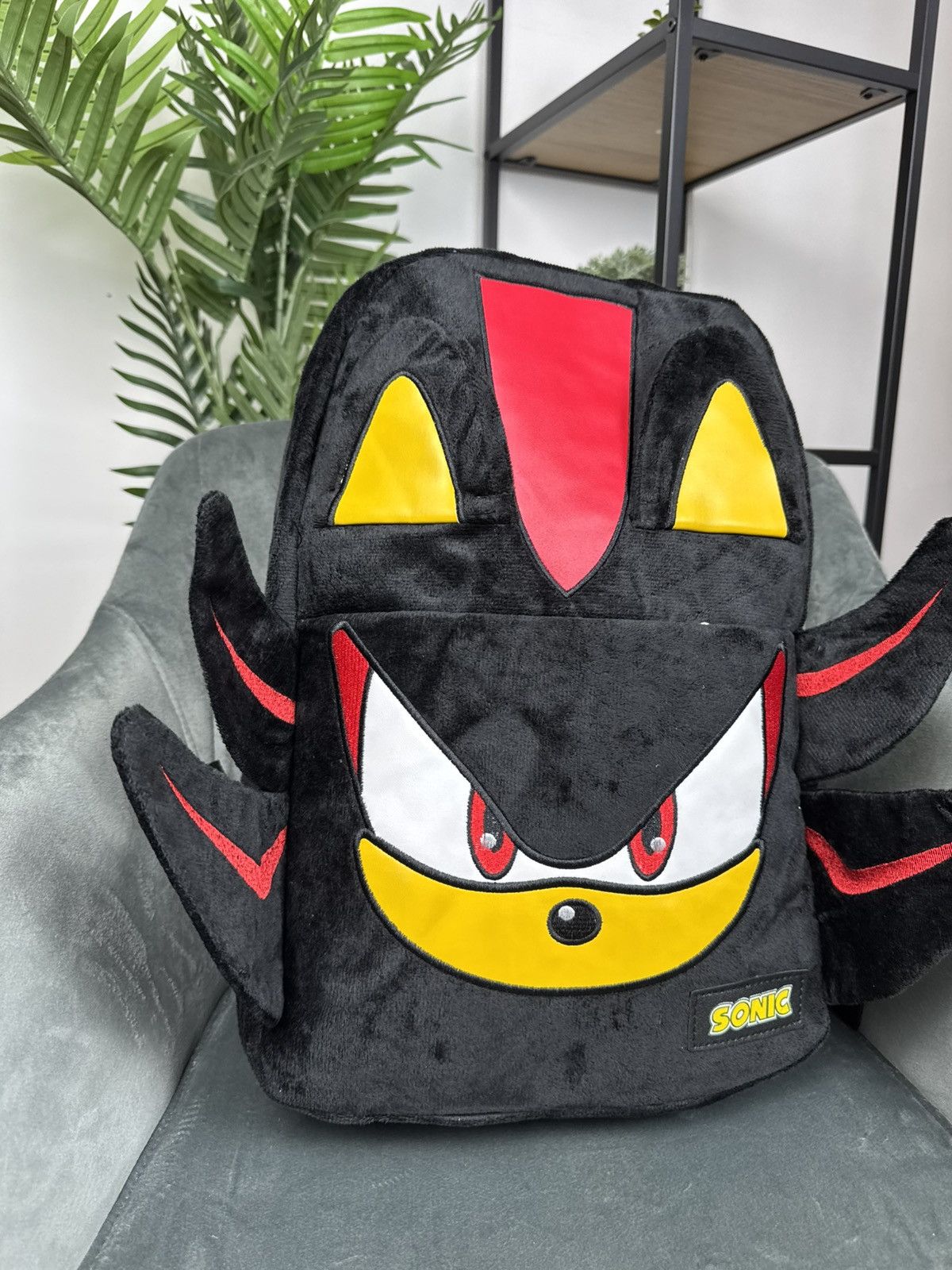 Anime × Japanese Brand Sonic Shadow Black Plush Backpack Nintendo Unisex Knapsack Size ONE SIZE - 3 Thumbnail