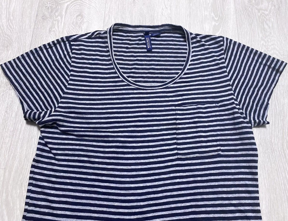 Woolrich Woolen Mills Women’s Woolrich Striped Navy Gray Linen Cotton Pocket Tee Size XL / US 12-14 / IT 48-50 - 4 Thumbnail