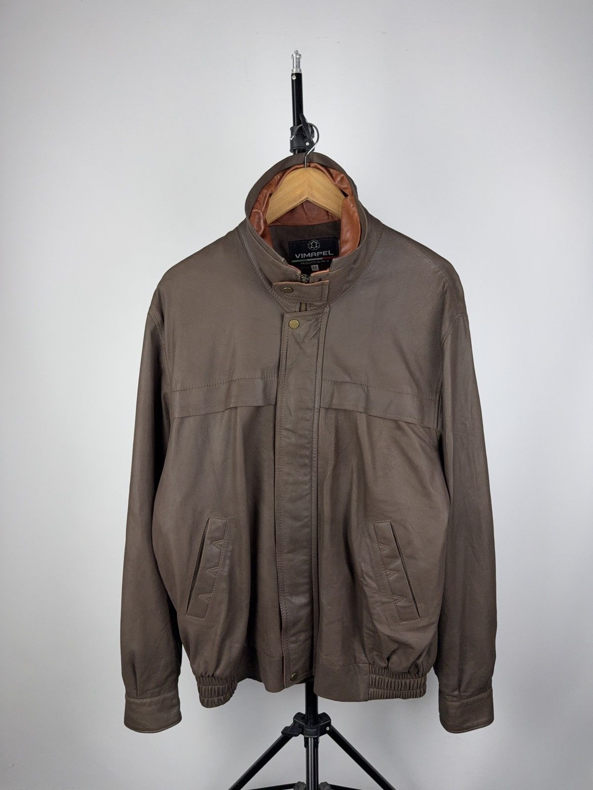Vintage 90s VIMAPEL Leather Bomber Jacket Made in Italy 52