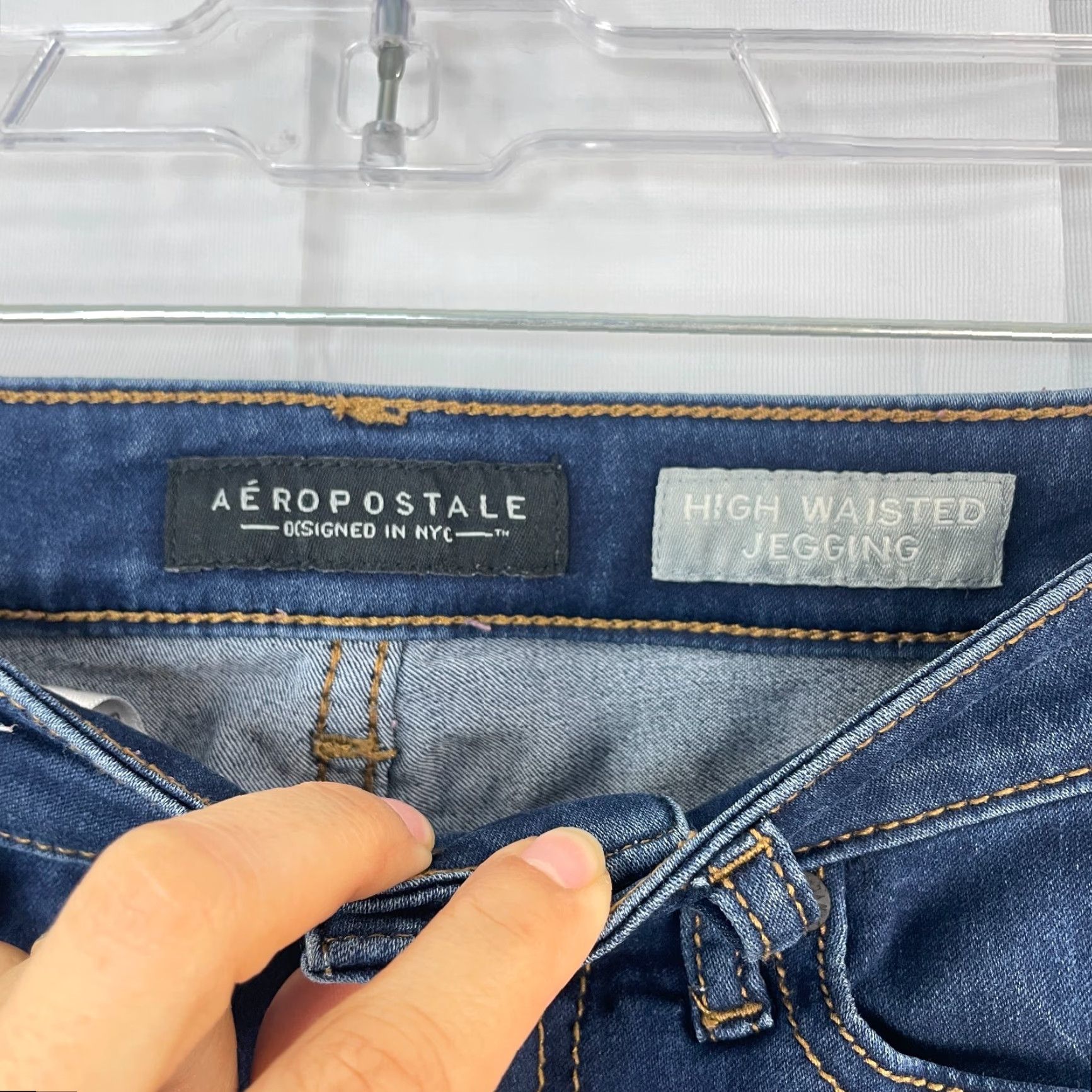 Vintage Aeropostale Jeans Women's Denim Dark Wash Jeggings Size 0 Regular Blue Denim High Waisted Jeans Size 25" / US 0 / IT 36 - 5 Thumbnail
