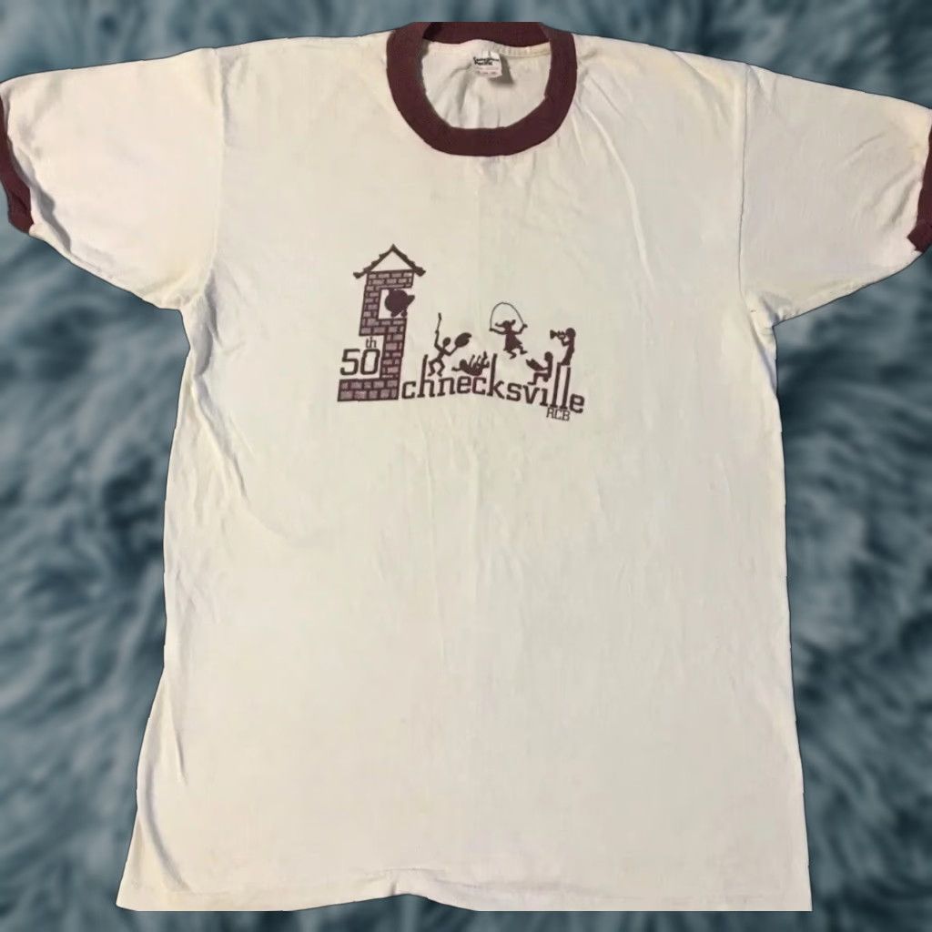 Vintage VINTAGE Single Stitch Shirt L White Sun 80s 90s College Grunge Surf Track Football USA University University Mens T-Shirt Size US L / EU 52-54 / 3 - 1 Thumbnail