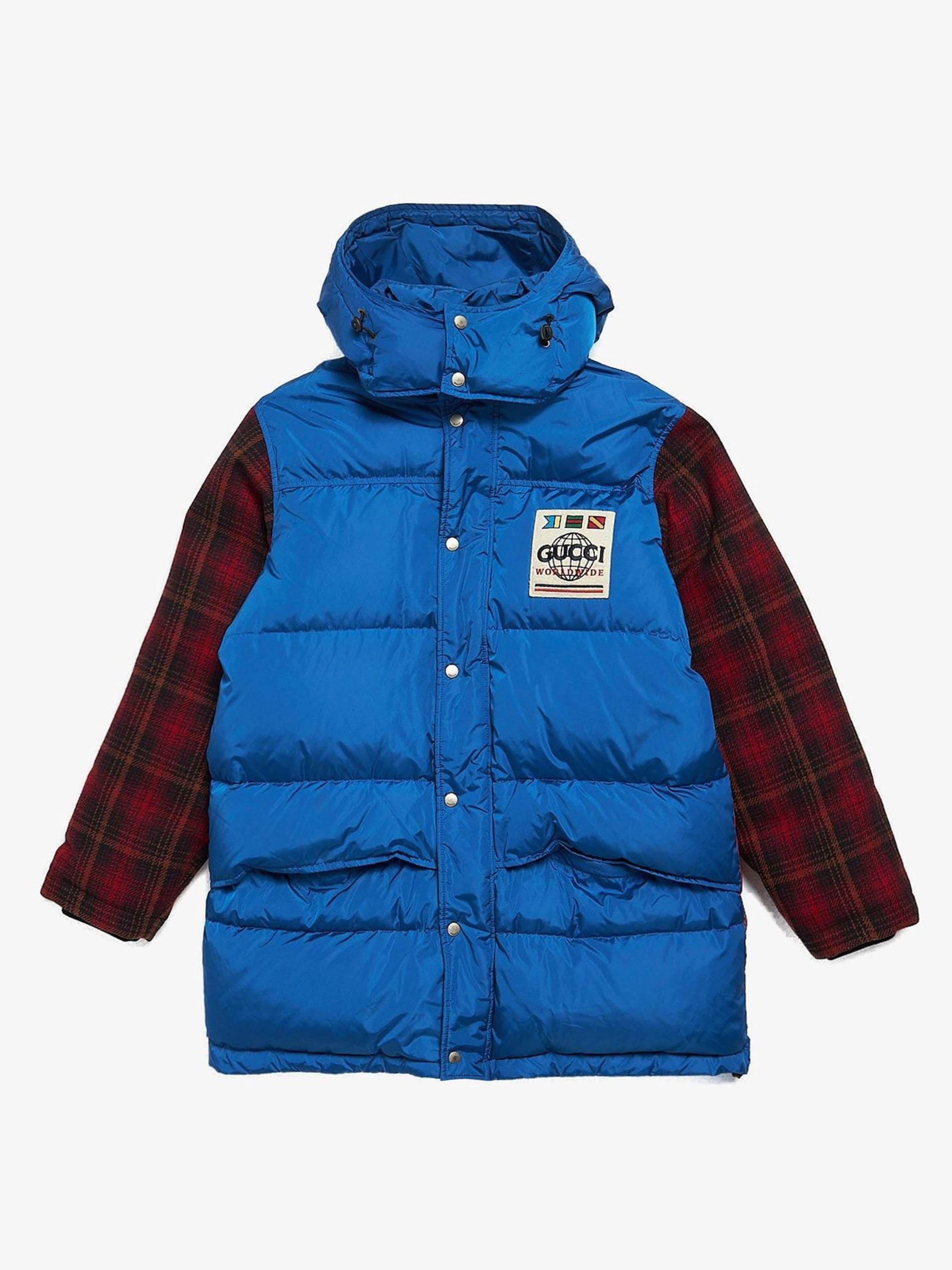 Gucci Blue And Checkered Red Sleeves Downjacket Size US S / EU 44-46 / 1 - 1 Thumbnail