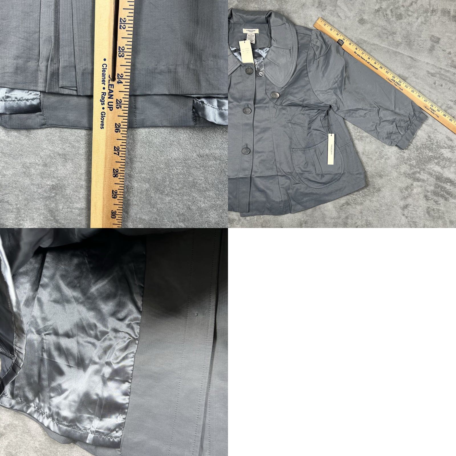 Vintage VINTAGE Vertigo Paris Women’s Swing Style Jacket Gray XL VT30638 Pea Coat Button Closure Women's Jacket Paris Theme Size XL / US 12-14 / IT 48-50 - 11 Thumbnail