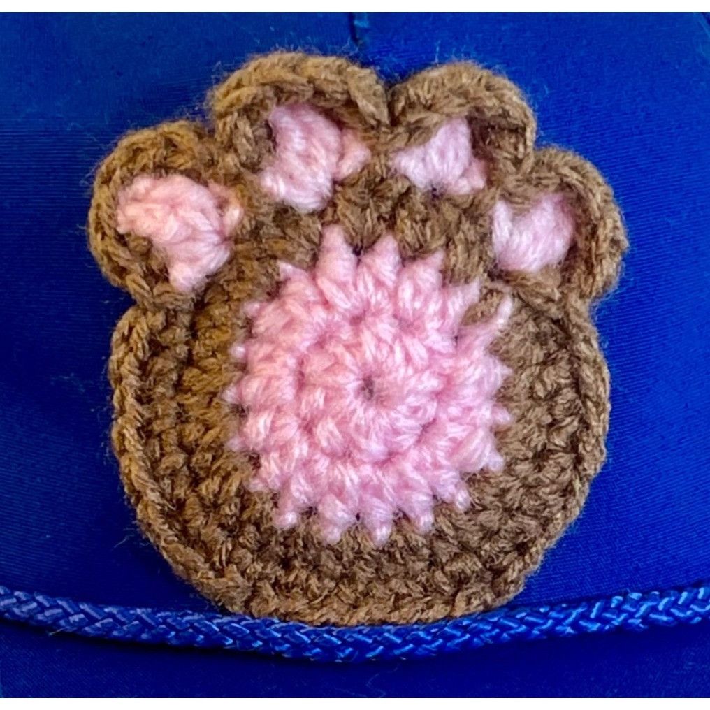 Handmade Crochet Trucker Hat Granny Square Style Pet Paw Print Adjust Size ONE SIZE - 2 Thumbnail