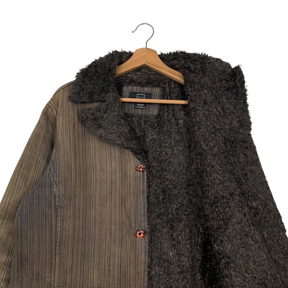 Vintage RESHAM Hard Cotton Striped Sherpa Lined Jacket #2872-C130 Size US M / EU 48-50 / 2 - 9 Thumbnail