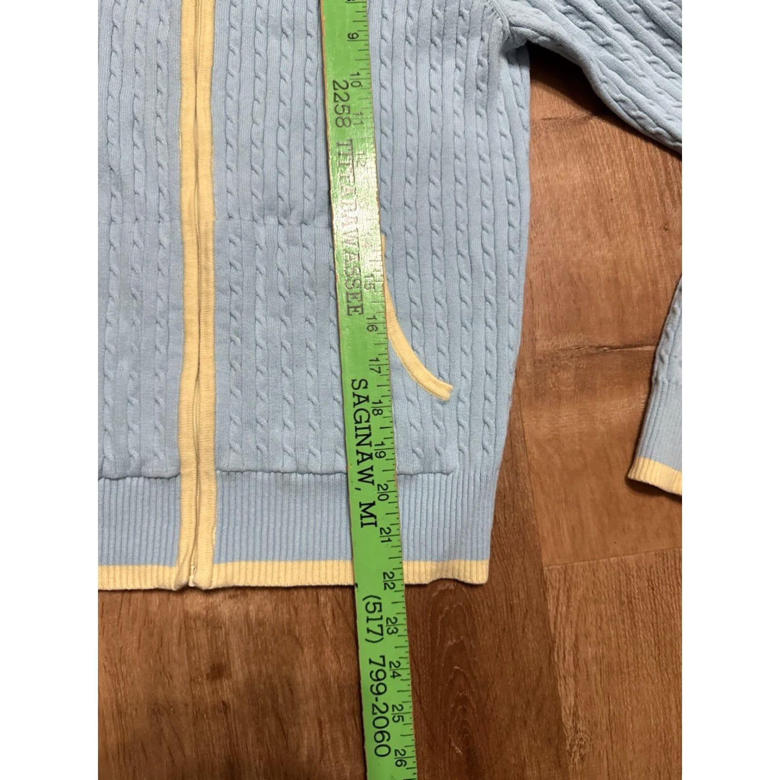 Tommy Hilfiger VINTAGE Tommy Hilfiger Womens Jacket Blue Full Zip Cable Knit Lightweight M Women Size M / US 6-8 / IT 42-44 - 7 Thumbnail