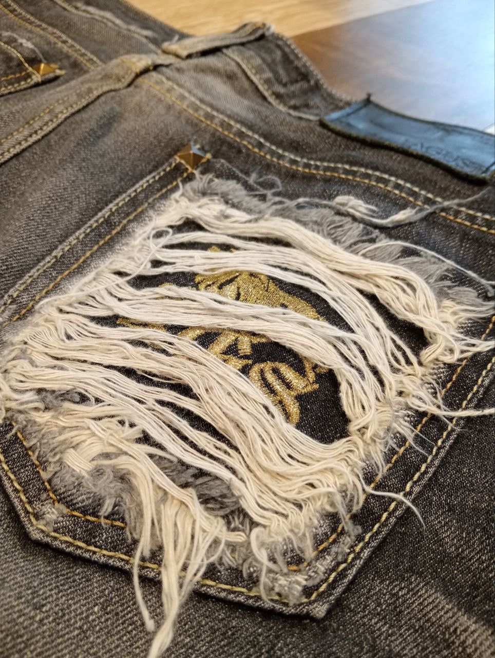 If Six Was Nine JAPANESE LAGUST FLARED DISTRESSED WASHED DENIM JEANS Size US 32 / EU 48 - 17 Thumbnail