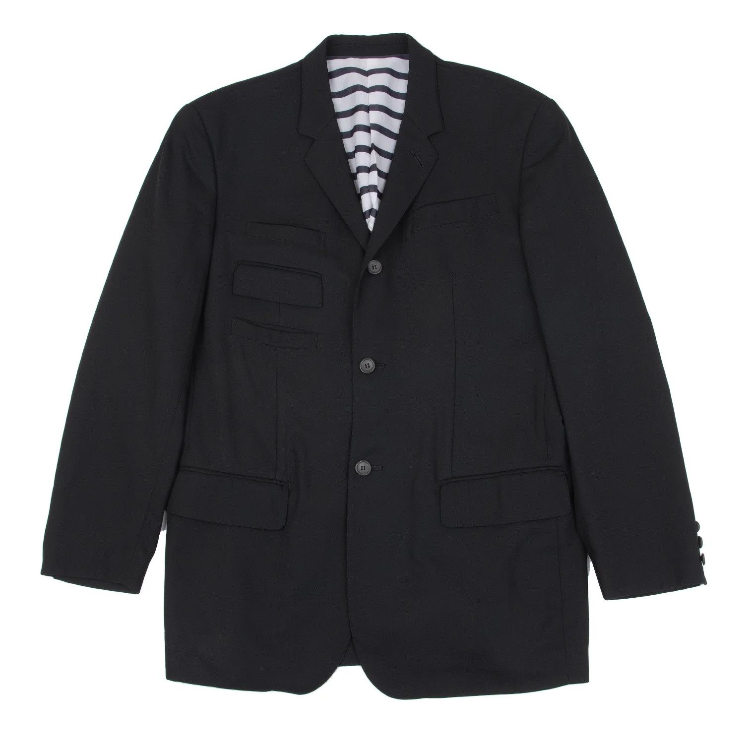 Jean Paul Gaultier Wool Nylon Pocket Design 3-Button Jacket in Black 50 Size US M / EU 48-50 / 2 - 1 Thumbnail