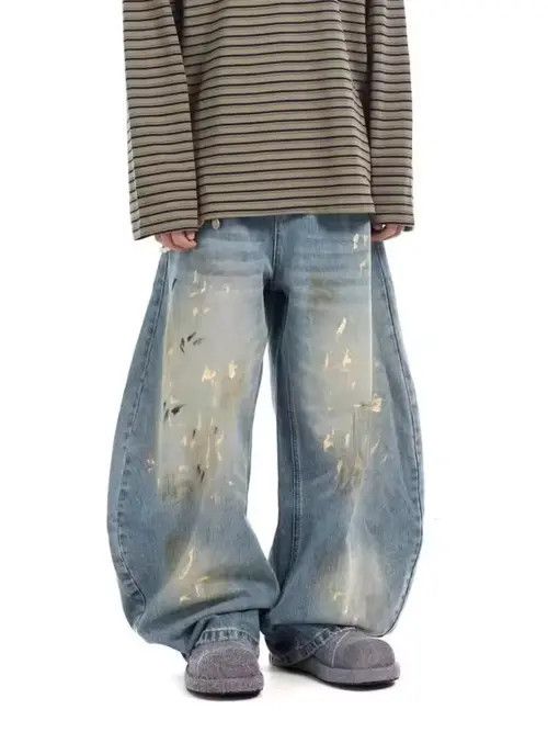 Japanese Brand Kumiko x Maezo Washed baggy ripped jeans Size US 33 - 2 Thumbnail