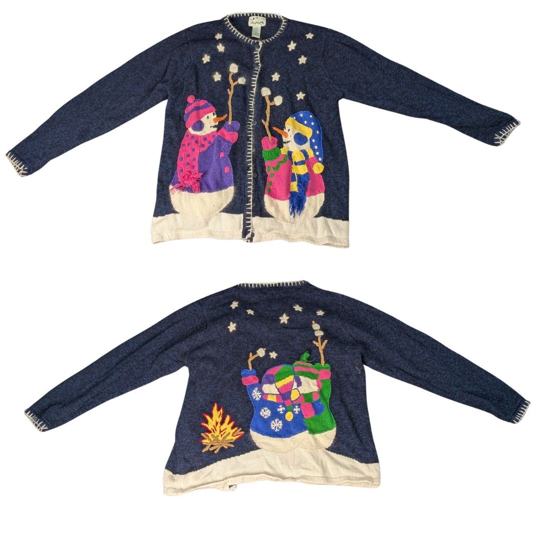 Vintage Vintage Kitschy Snowman Cardigan | L | The Quacker Factory Size L / US 10 / IT 46 - 3 Thumbnail