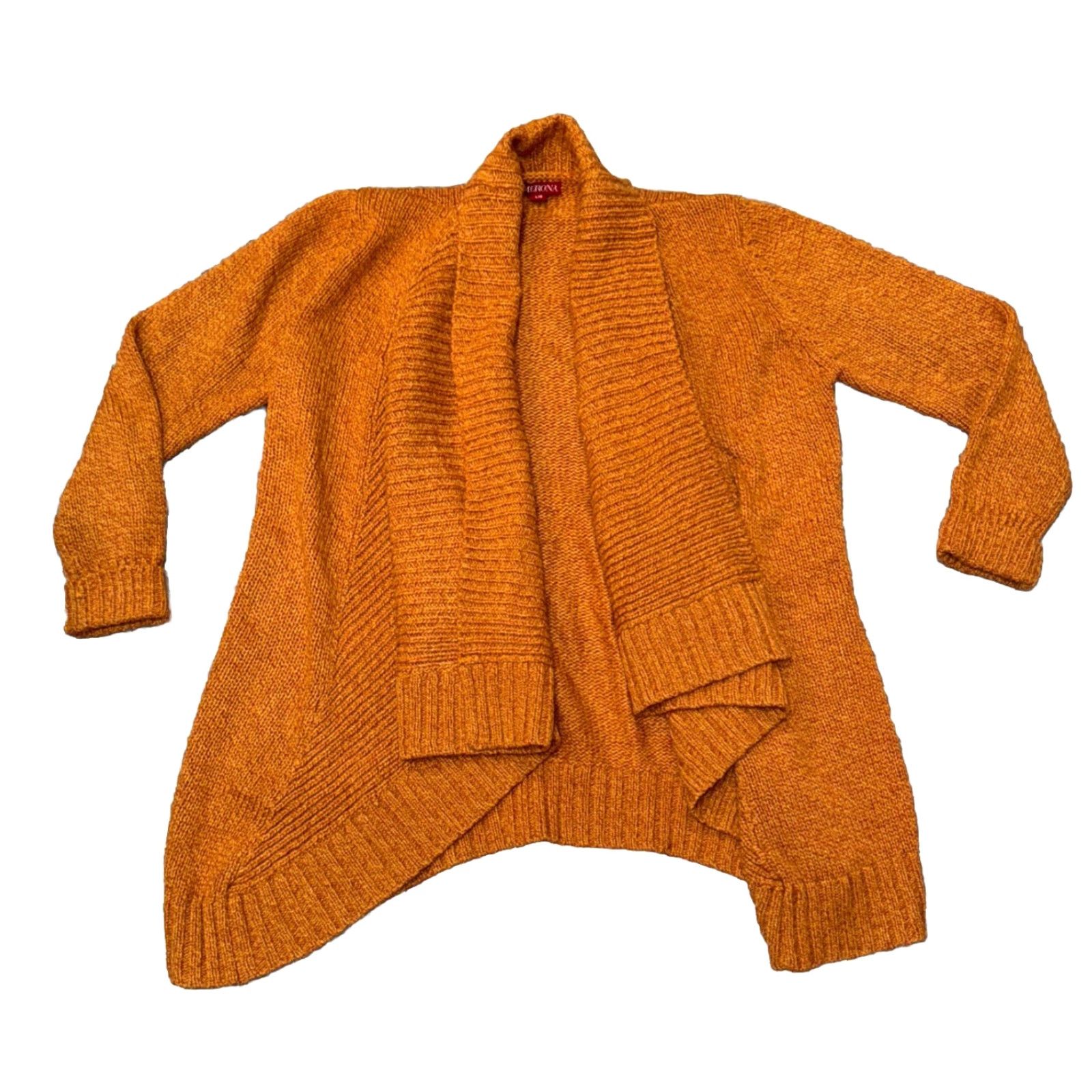 Merona Merona Cardigan Sweater Women L Dark Mustard Orange Open Knit Long Sleeve Wool Acrylic Solid Collar - Regular Fit - Fall Spring Winter Size L / US 10 / IT 46 - 2 Thumbnail