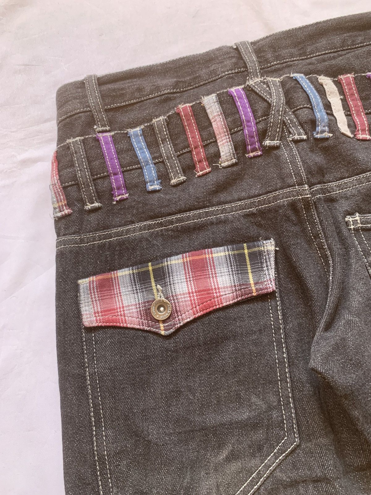 Japanese Brand Y2k Punk Double Focus Double Waist Whisker Bondage Jeans Size US 30 / EU 46 - 19 Thumbnail