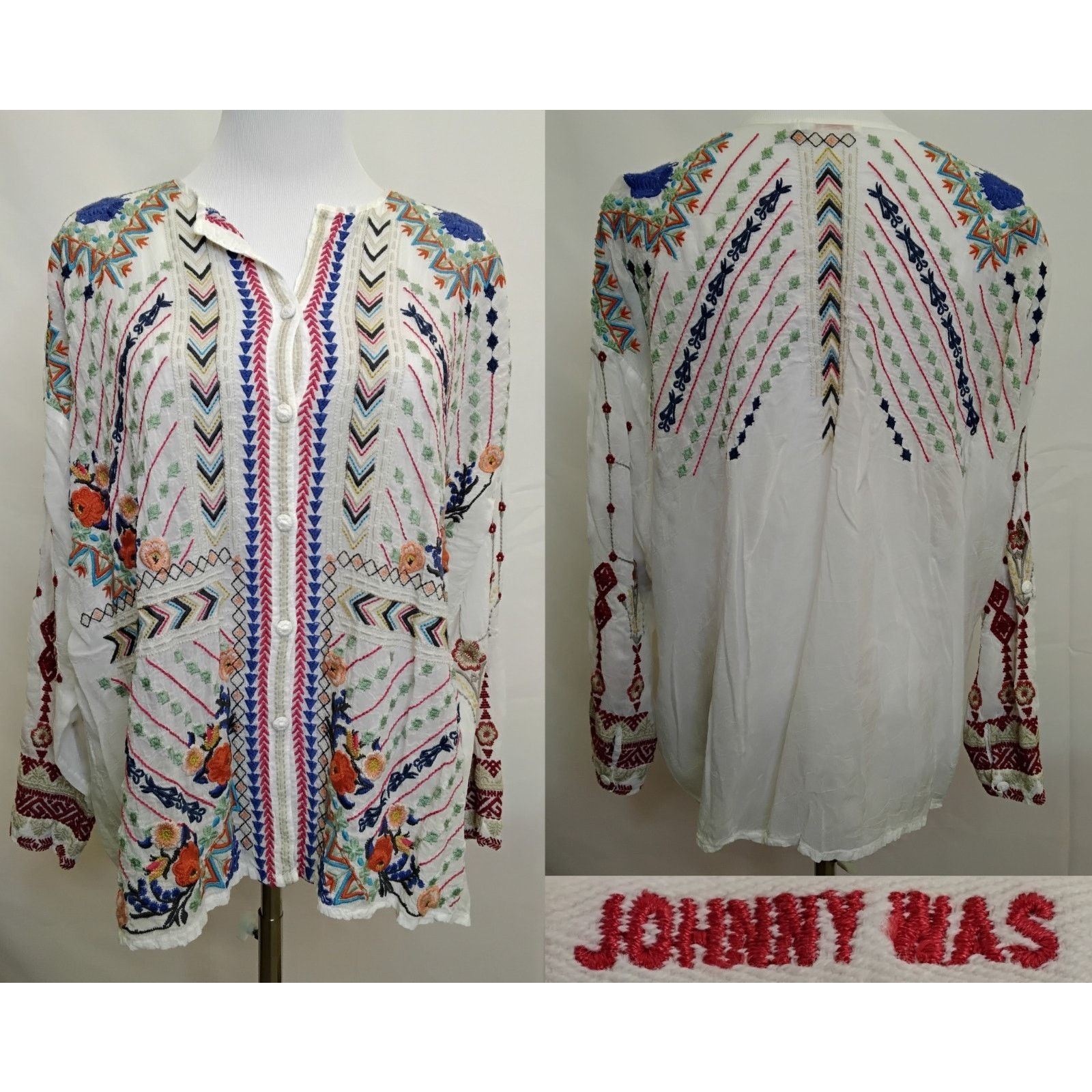 Johnny Was Johnny Was Embroidered Top Women's Small Boho Multicolor Size S / US 4 / IT 40 - 1 Thumbnail