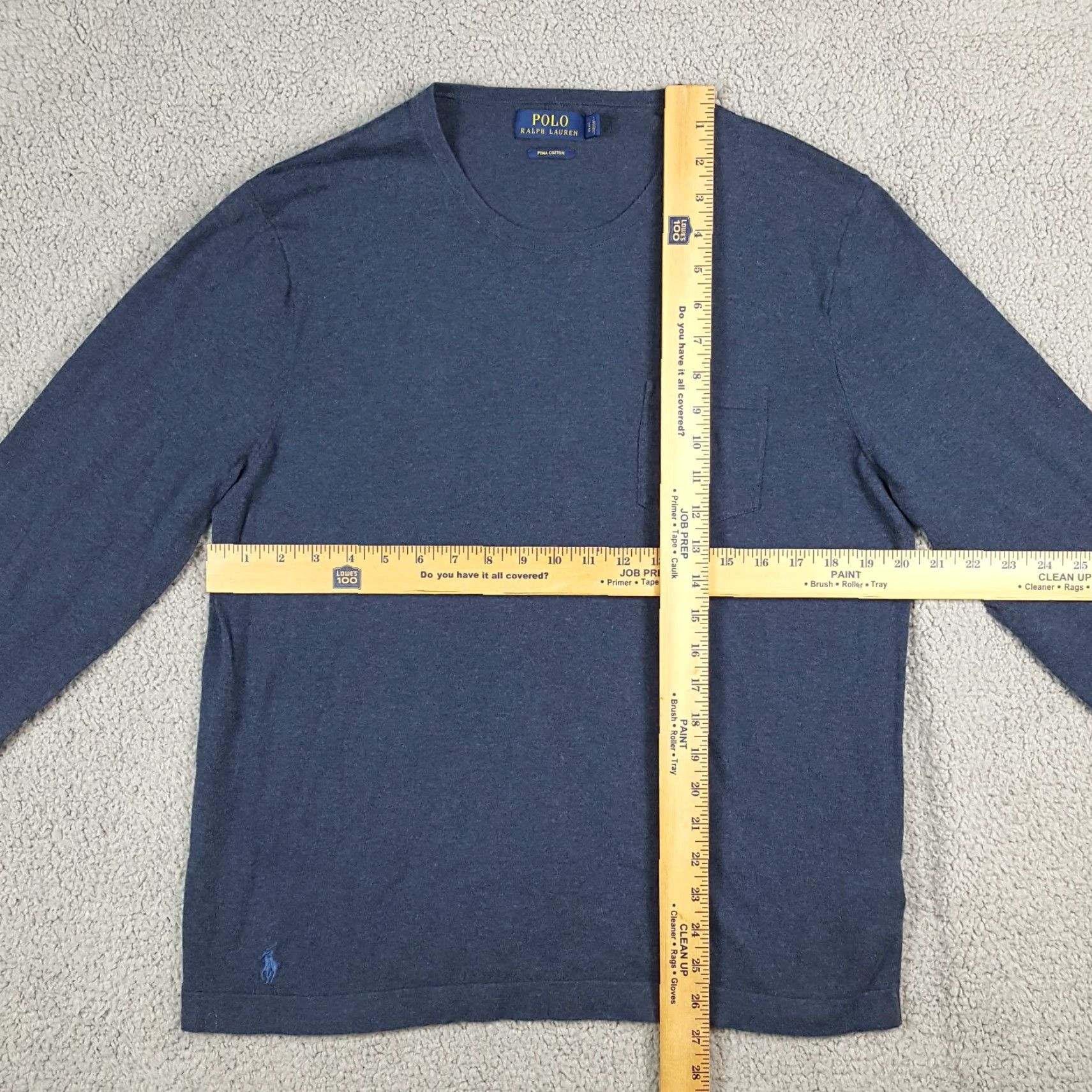 Ralph Lauren VINTAGE Polo Ralph Lauren Long Sleeve Shirt Adult Large Blue Pony Logo Pocket Crewneck 90s 00s Preppy USA Mens Size US L / EU 52-54 / 3 - 6 Thumbnail